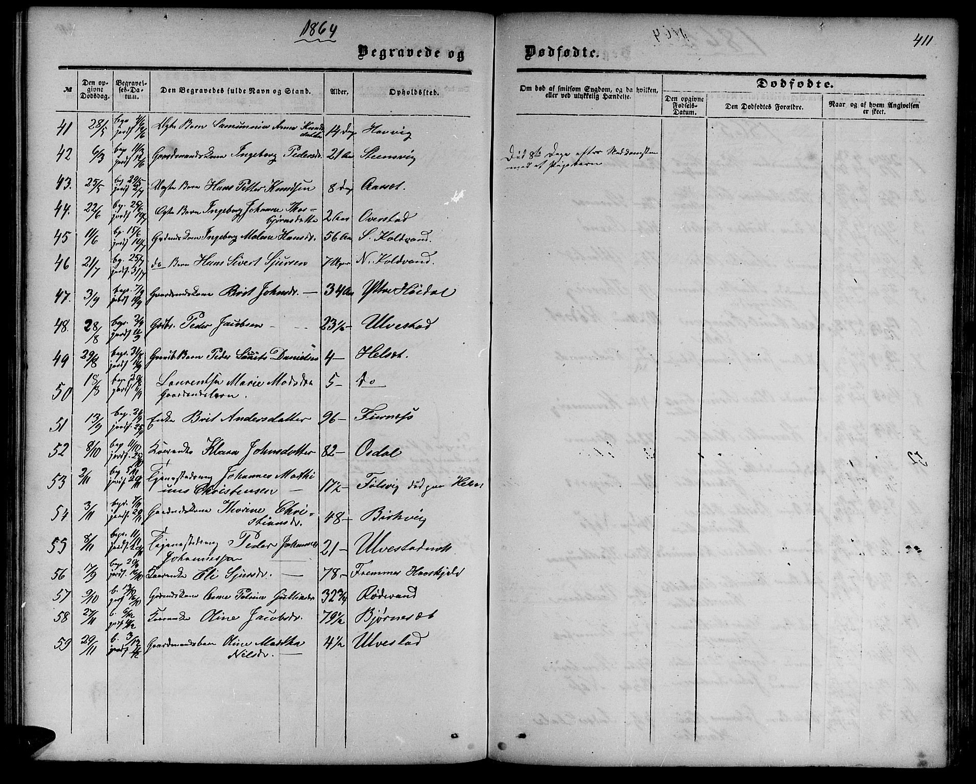 Ministerialprotokoller, klokkerbøker og fødselsregistre - Møre og Romsdal, AV/SAT-A-1454/511/L0157: Parish register (copy) no. 511C03, 1864-1884, p. 411