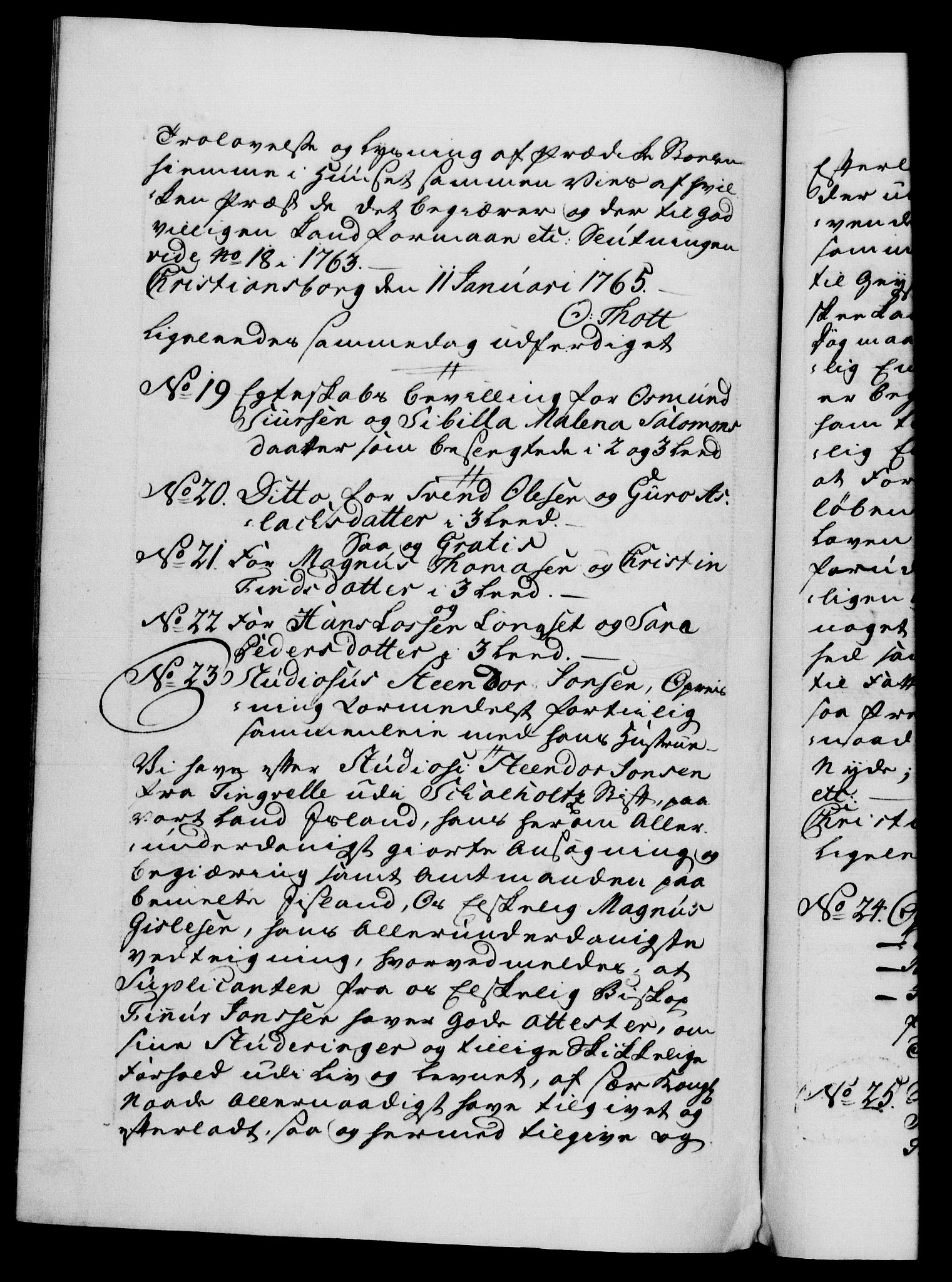 Danske Kanselli 1572-1799, AV/RA-EA-3023/F/Fc/Fca/Fcaa/L0042: Norske registre, 1763-1766, p. 520b