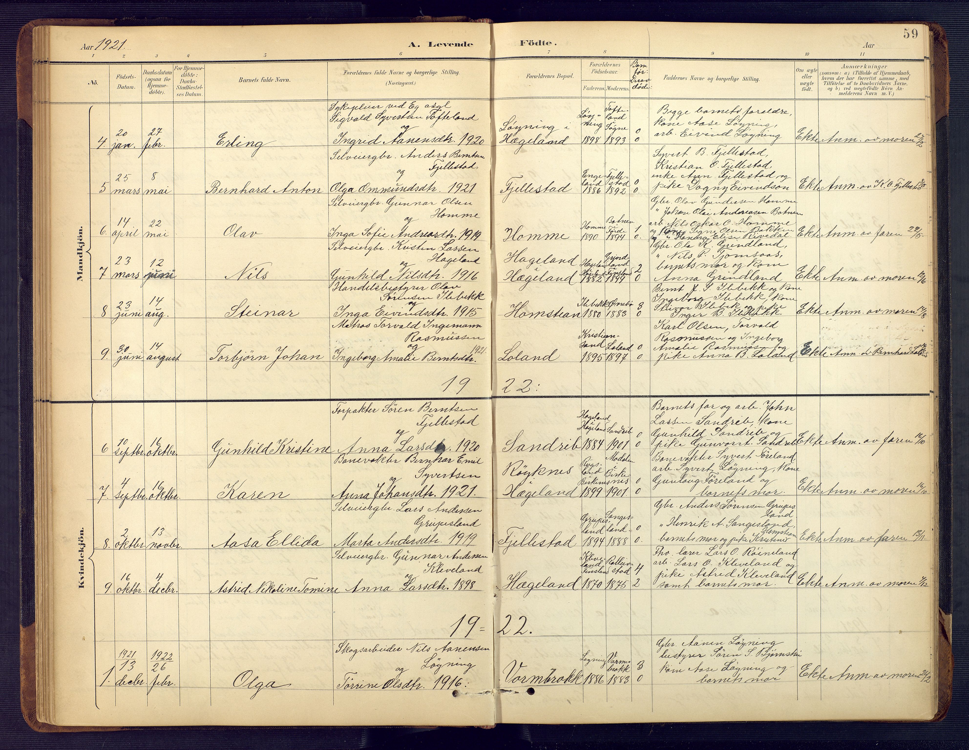 Vennesla sokneprestkontor, SAK/1111-0045/Fb/Fbc/L0003: Parish register (copy) no. B 3, 1895-1946, p. 59