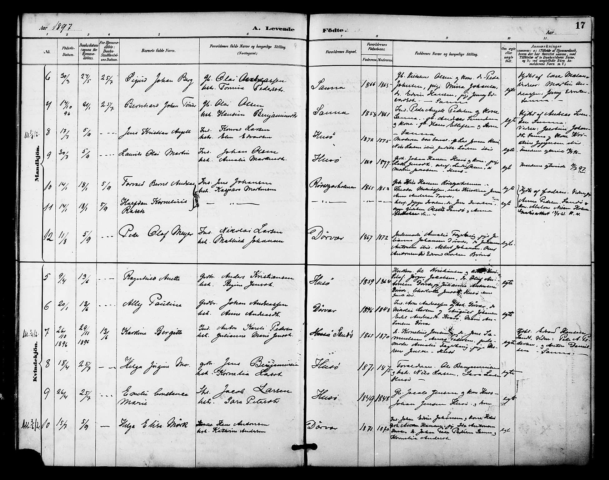 Ministerialprotokoller, klokkerbøker og fødselsregistre - Nordland, SAT/A-1459/840/L0580: Parish register (official) no. 840A02, 1887-1909, p. 17