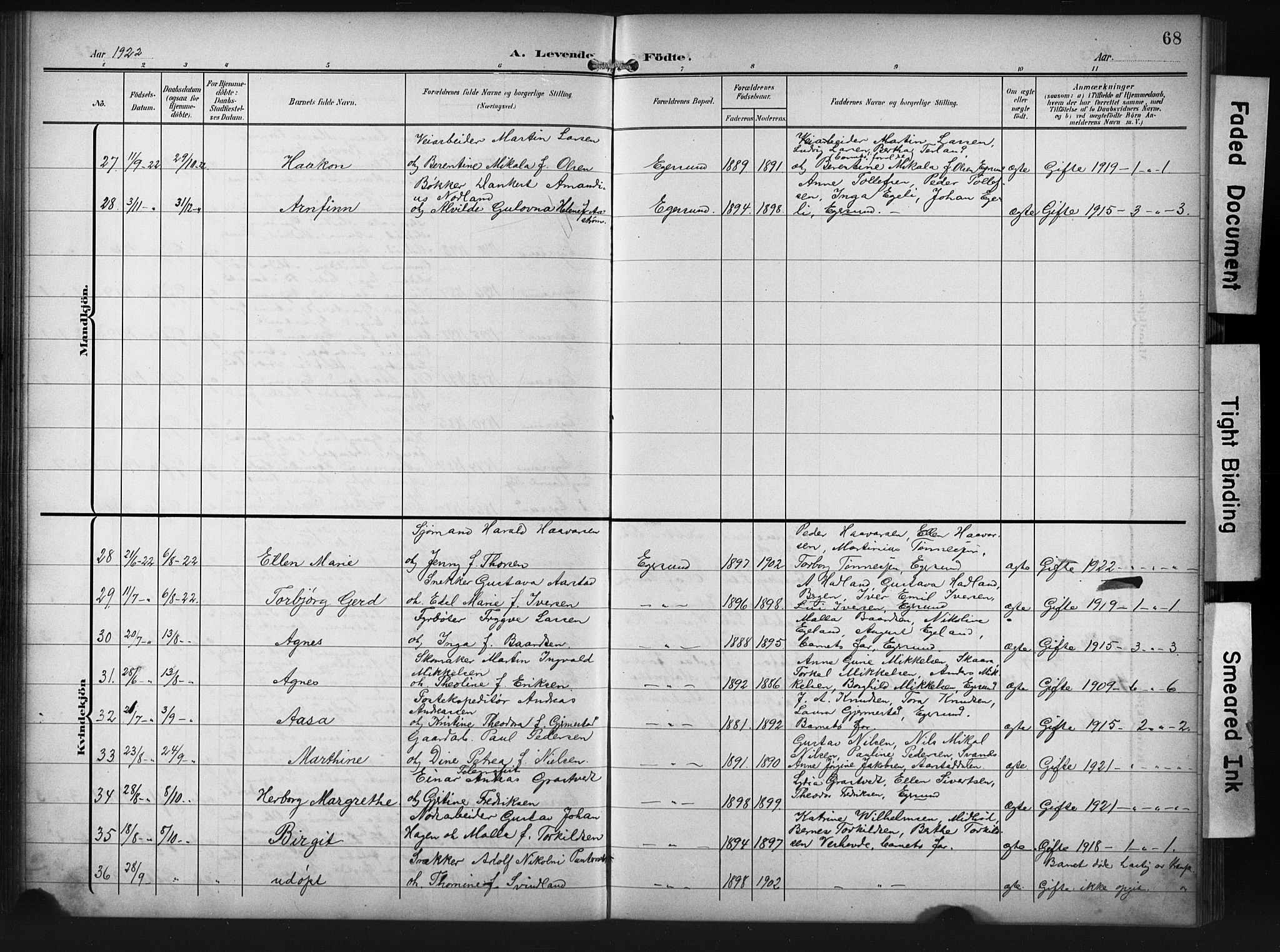 Eigersund sokneprestkontor, AV/SAST-A-101807/S09/L0012: Parish register (copy) no. B 12, 1908-1930, p. 68