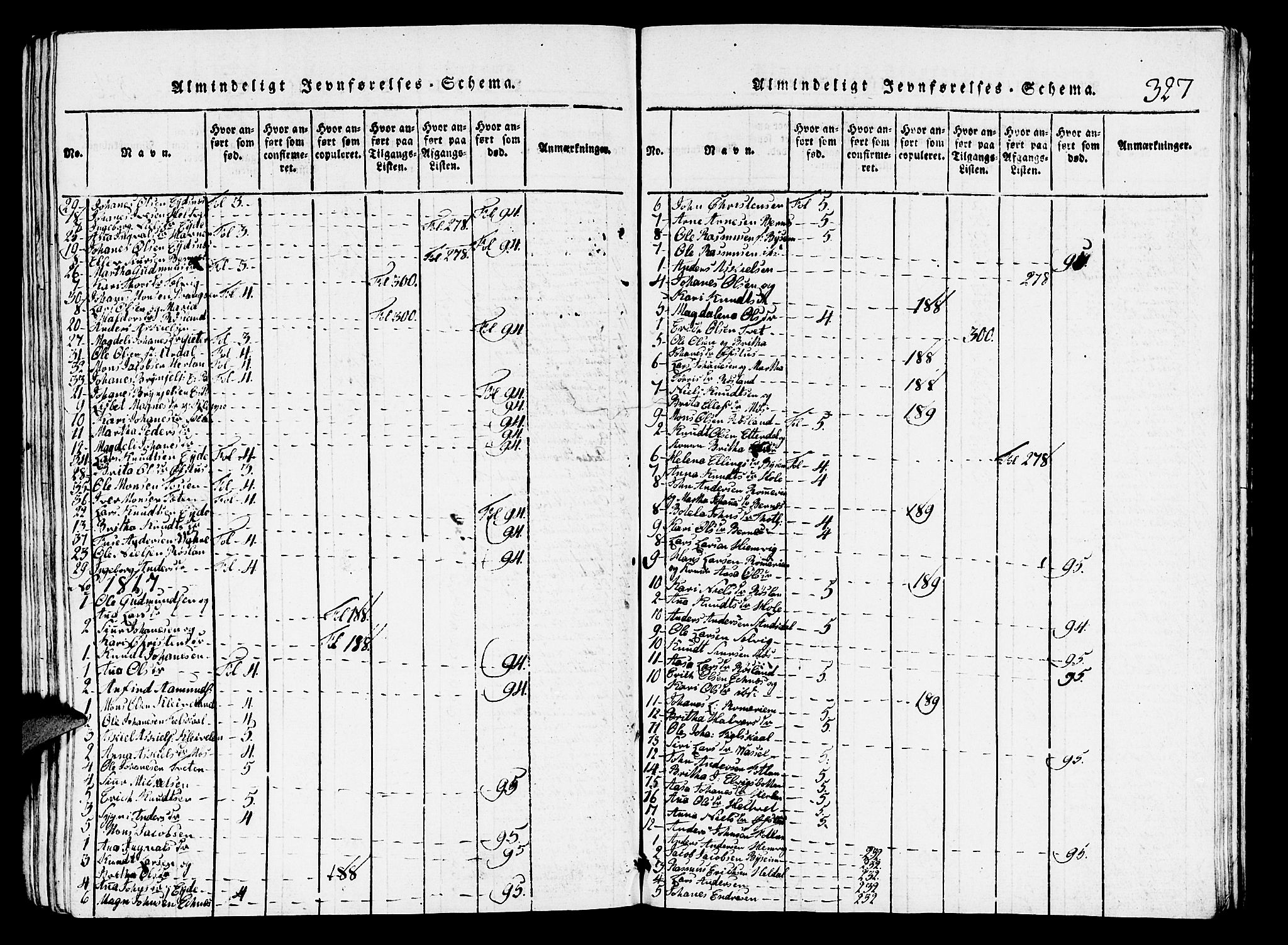 Hosanger sokneprestembete, AV/SAB-A-75801/H/Hab: Parish register (copy) no. A 1 /1, 1816-1856, p. 327