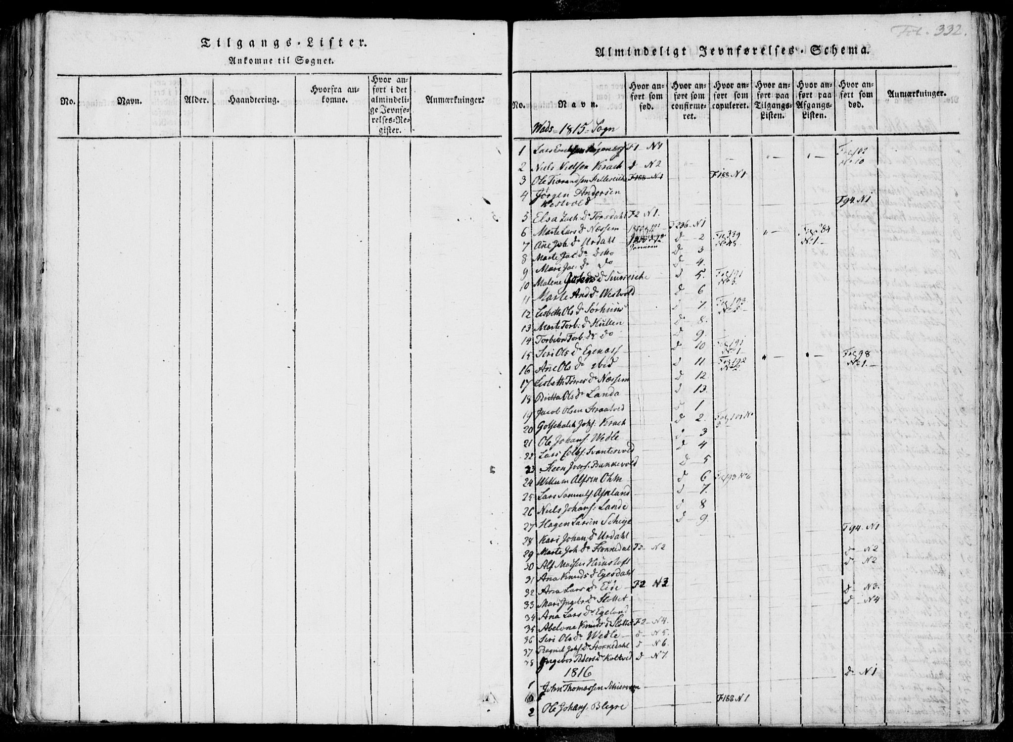 Skjold sokneprestkontor, SAST/A-101847/H/Ha/Haa/L0004: Parish register (official) no. A 4 /2, 1815-1830, p. 332