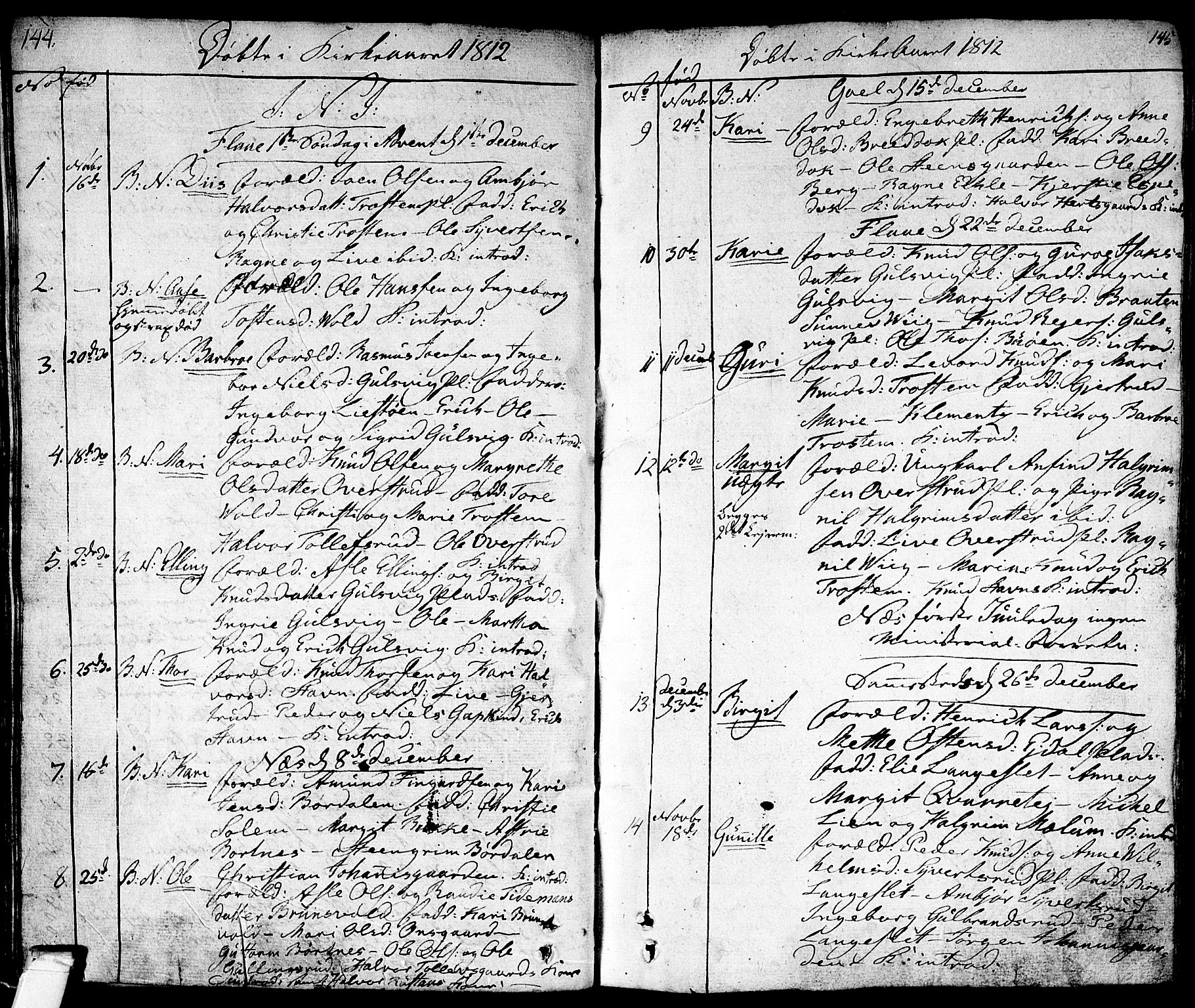 Nes kirkebøker, SAKO/A-236/F/Fa/L0006: Parish register (official) no. 6, 1808-1814, p. 144-145