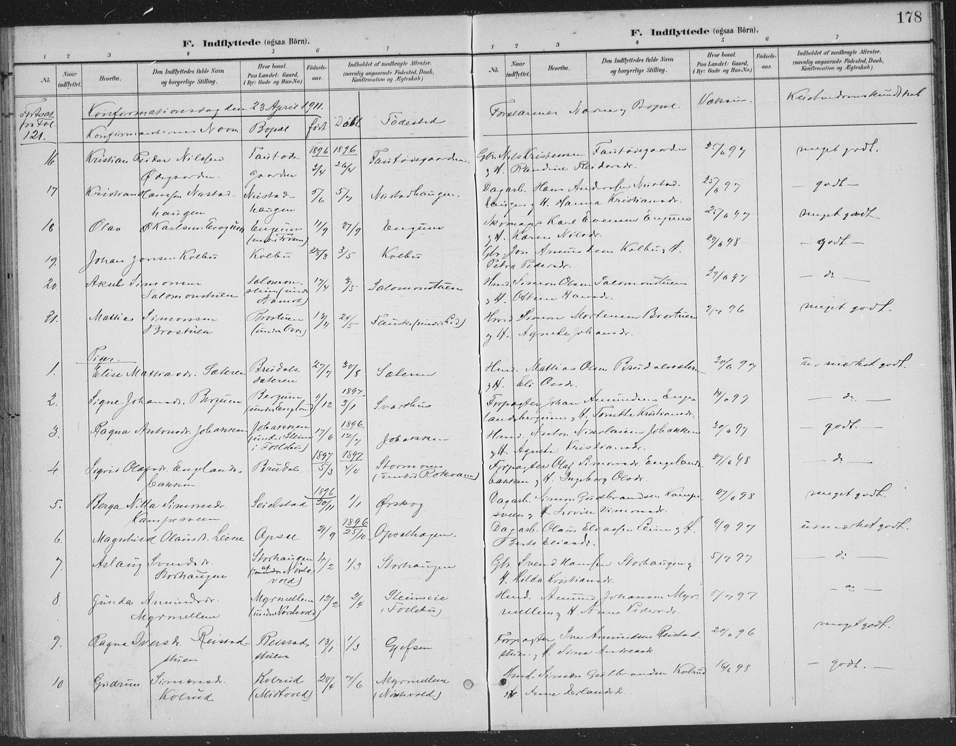 Østre Gausdal prestekontor, AV/SAH-PREST-092/H/Ha/Haa/L0004: Parish register (official) no. 4, 1898-1914, p. 178