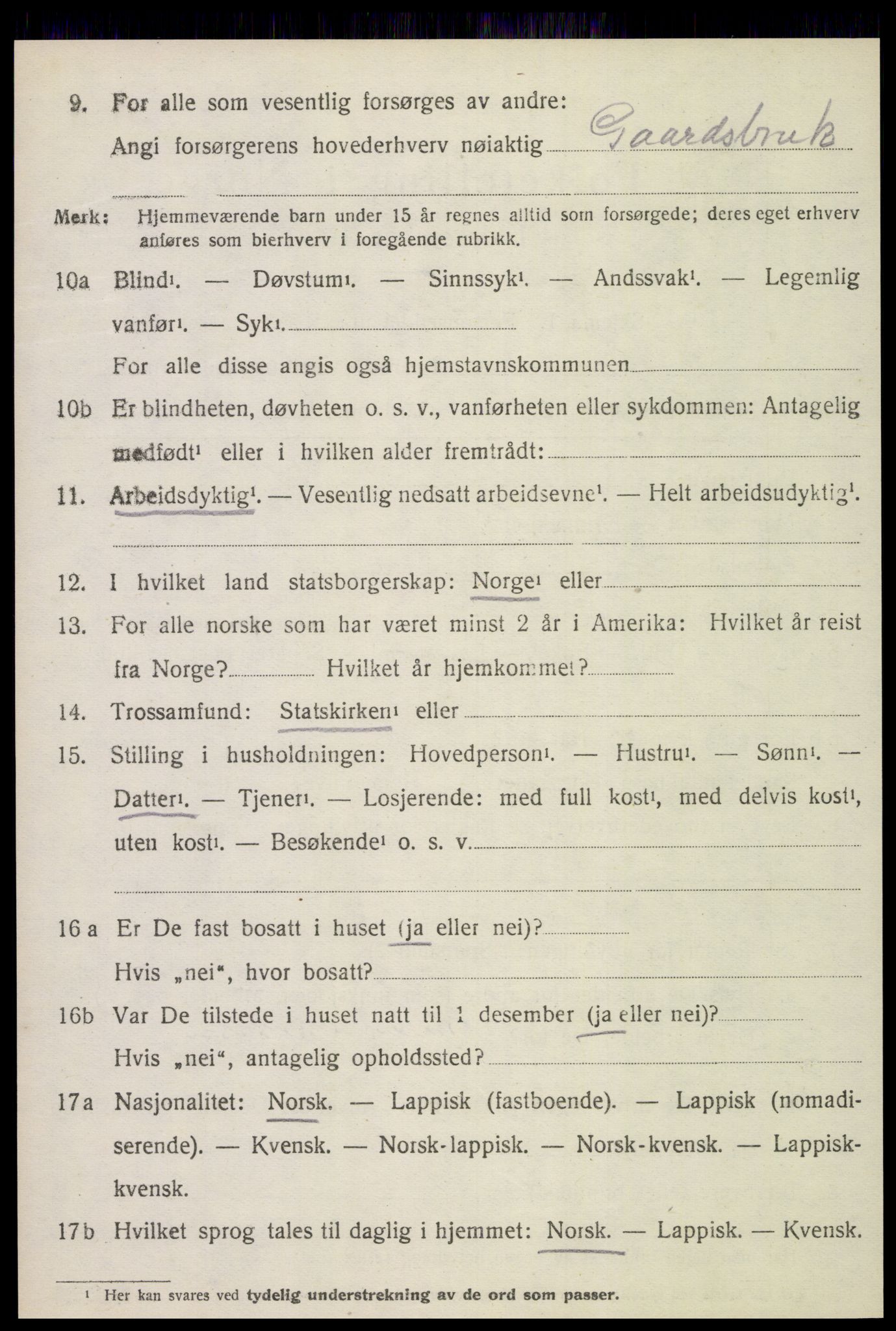 SAT, 1920 census for Verdal, 1920, p. 11596