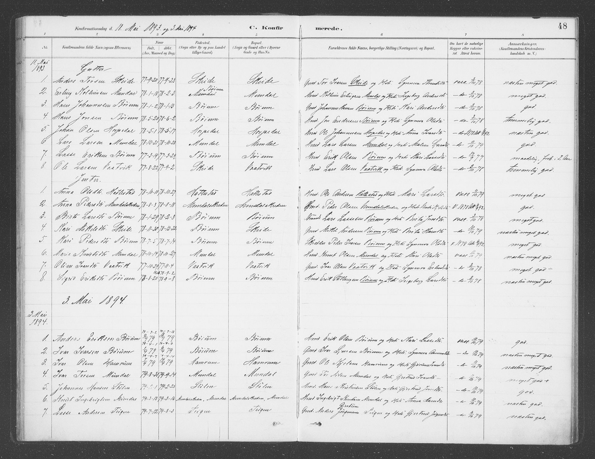 Balestrand sokneprestembete, SAB/A-79601/H/Haa/Haac/L0001: Parish register (official) no. C  1, 1889-1909, p. 48