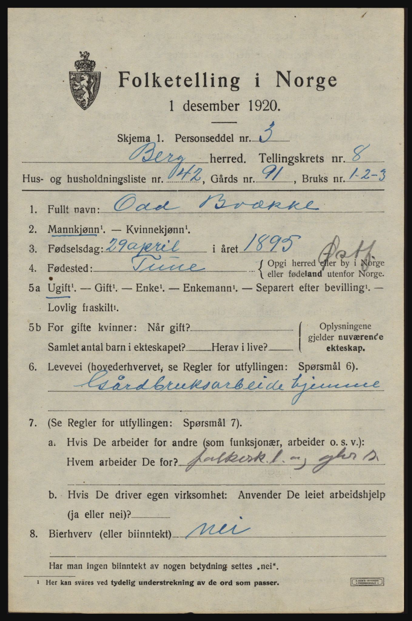 SAO, 1920 census for Berg, 1920, p. 14429