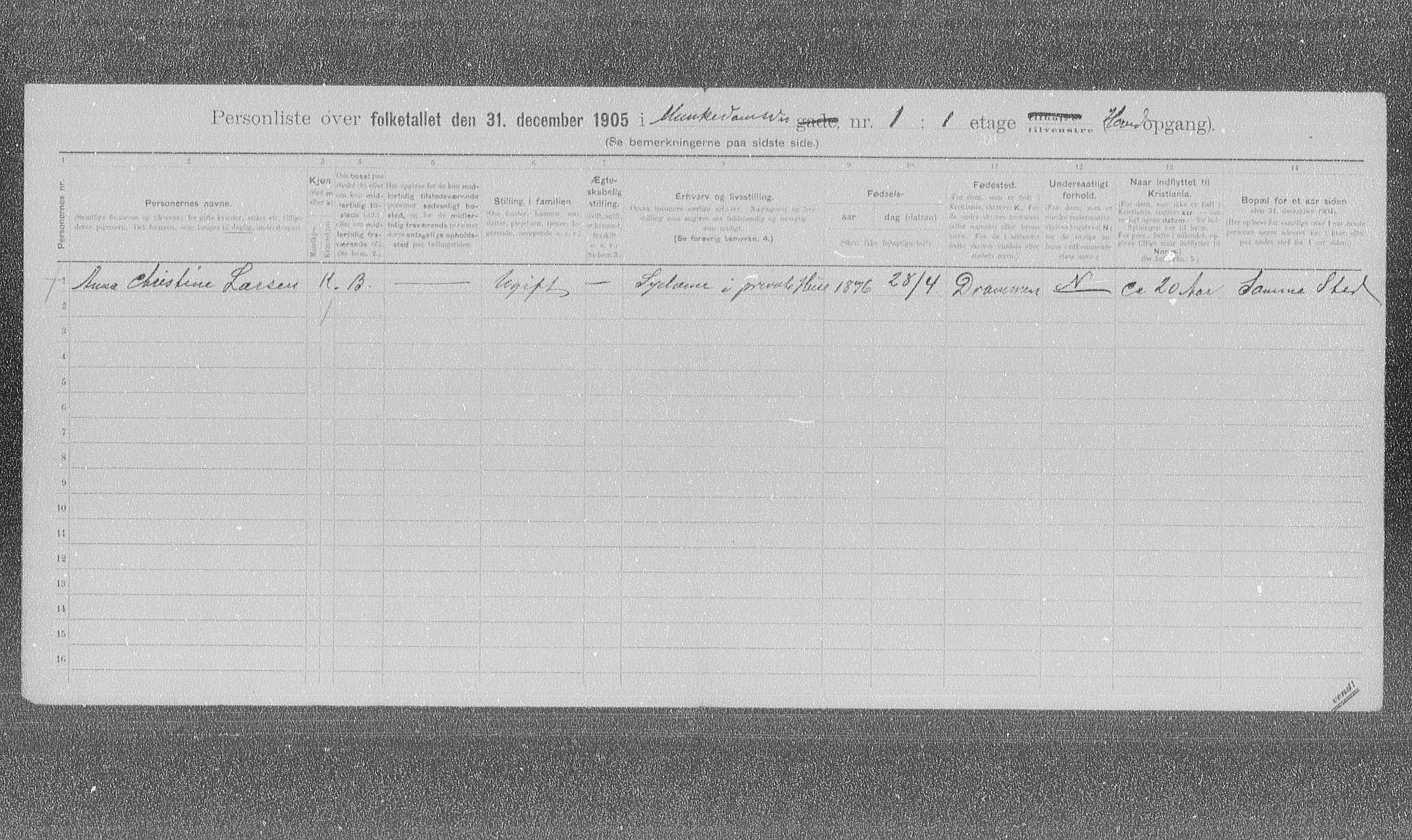 OBA, Municipal Census 1905 for Kristiania, 1905, p. 35026