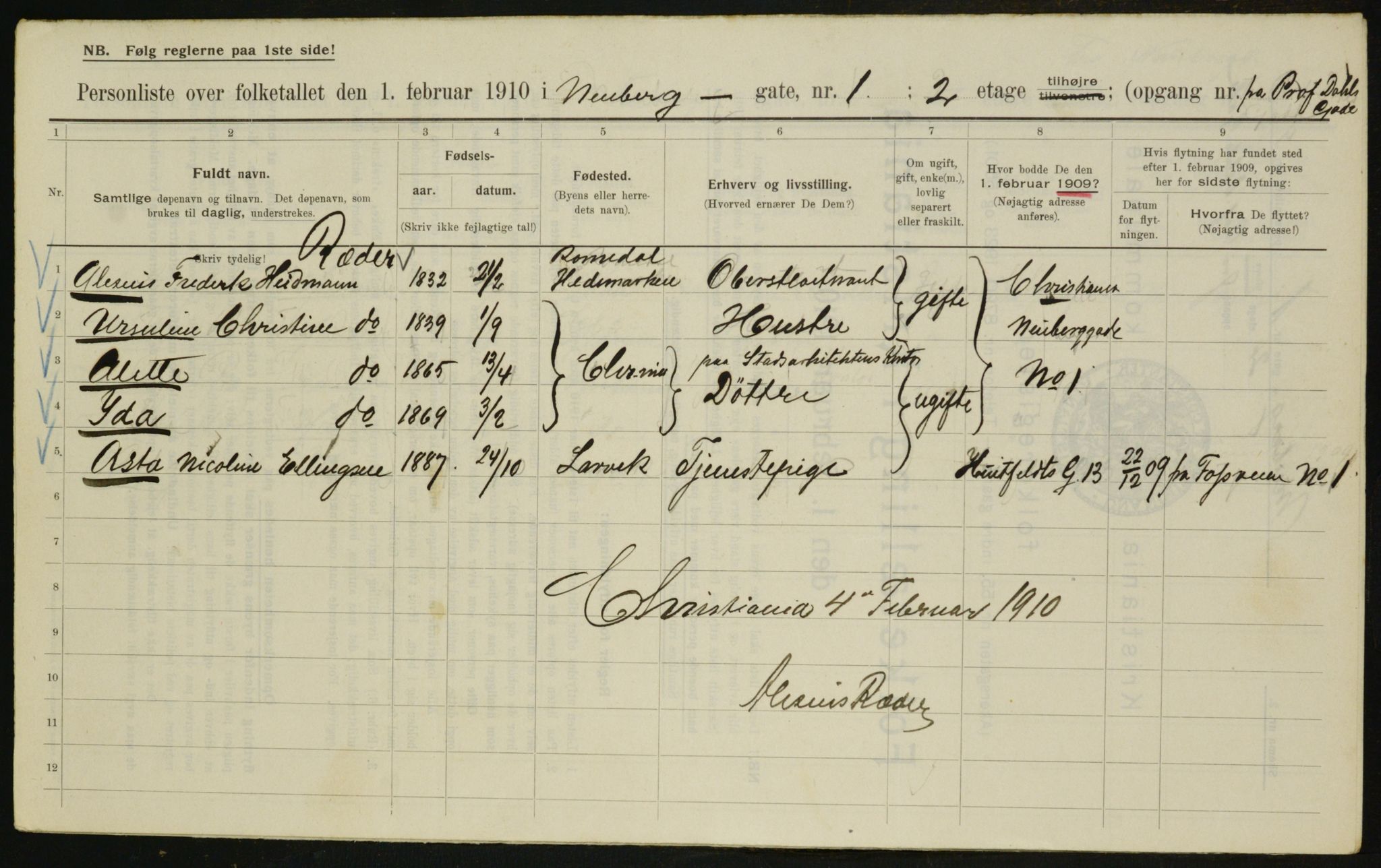 OBA, Municipal Census 1910 for Kristiania, 1910, p. 67342