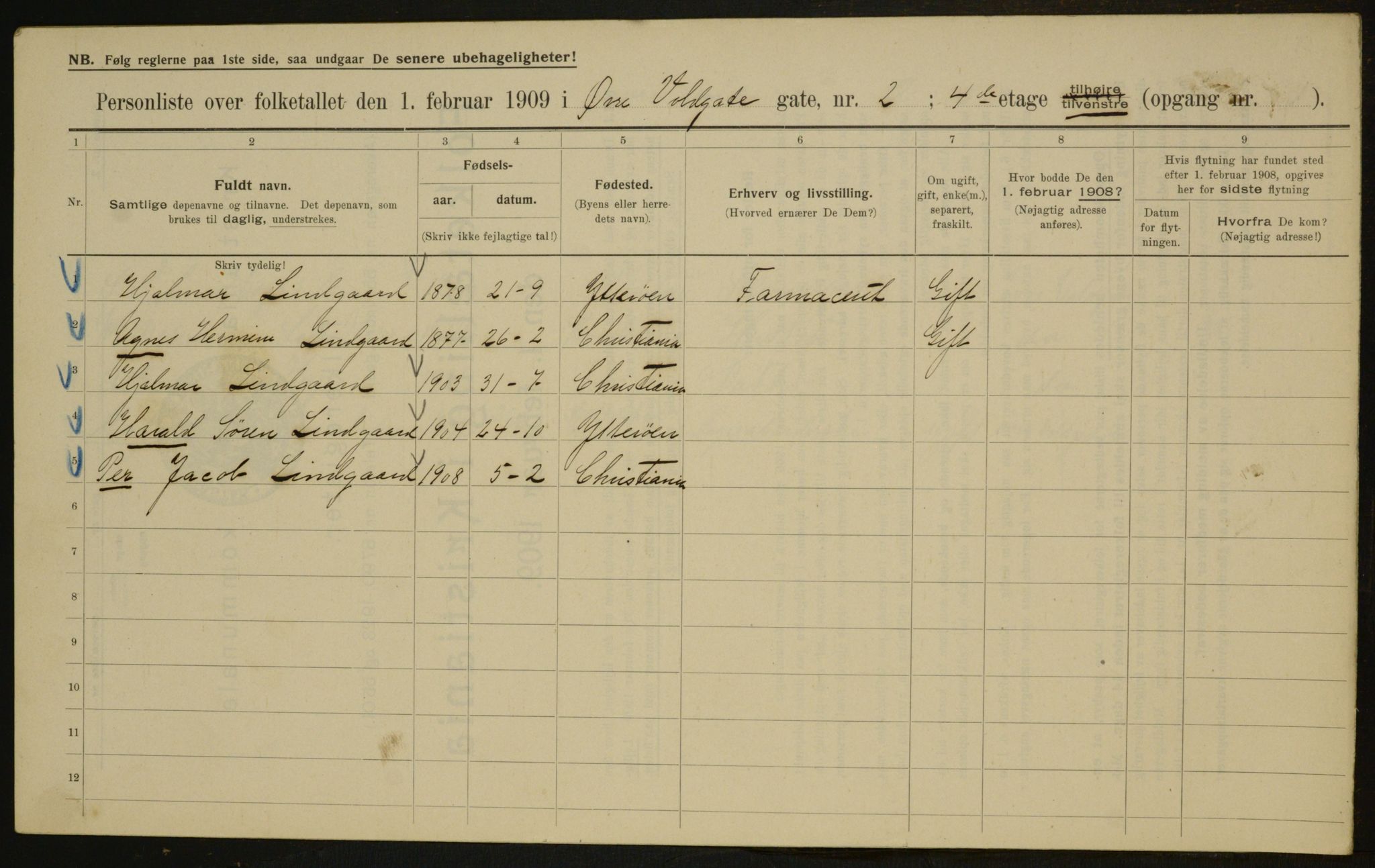 OBA, Municipal Census 1909 for Kristiania, 1909, p. 118060