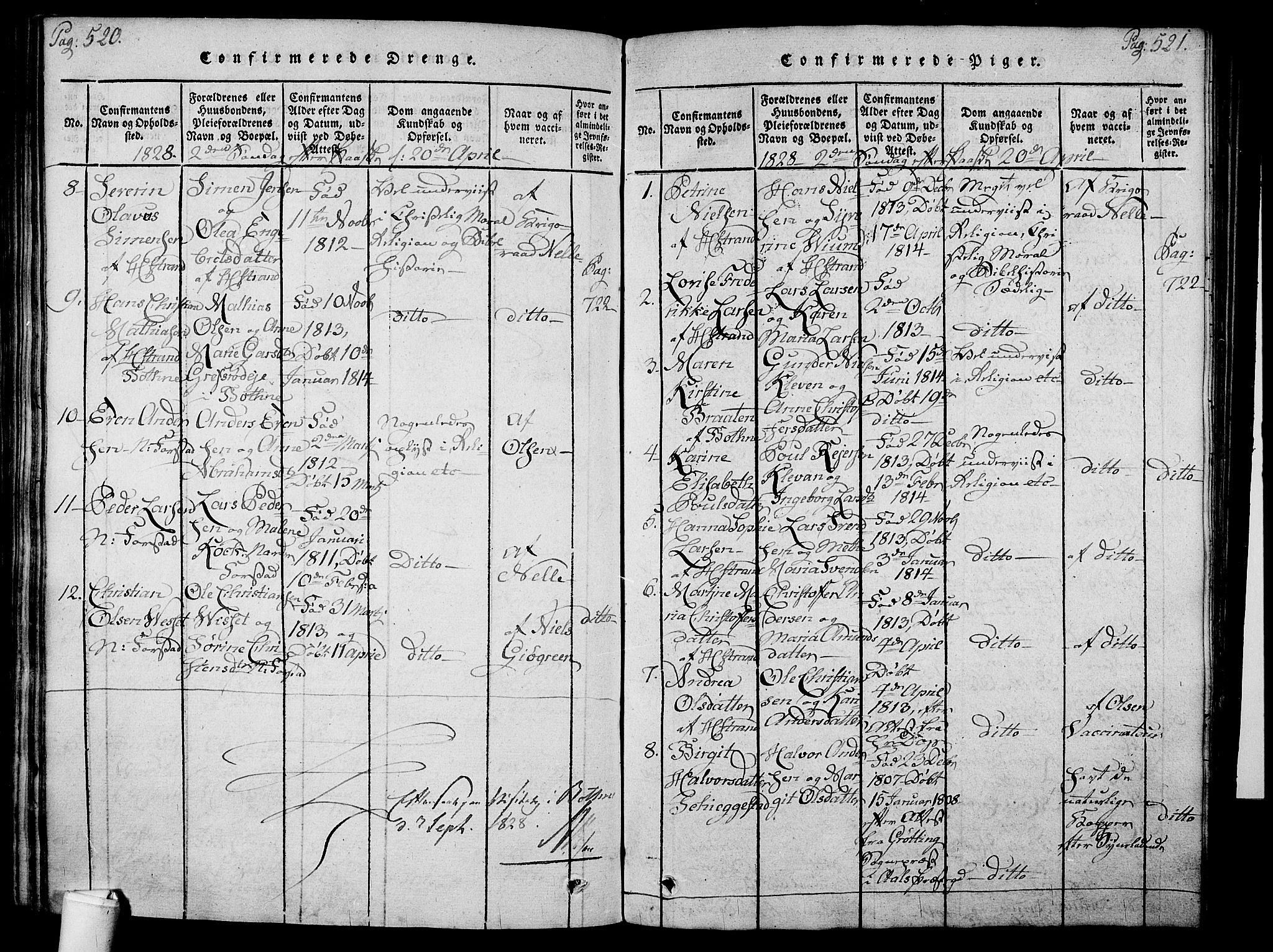 Holmestrand kirkebøker, SAKO/A-346/F/Fa/L0001: Parish register (official) no. 1, 1814-1840, p. 520-521