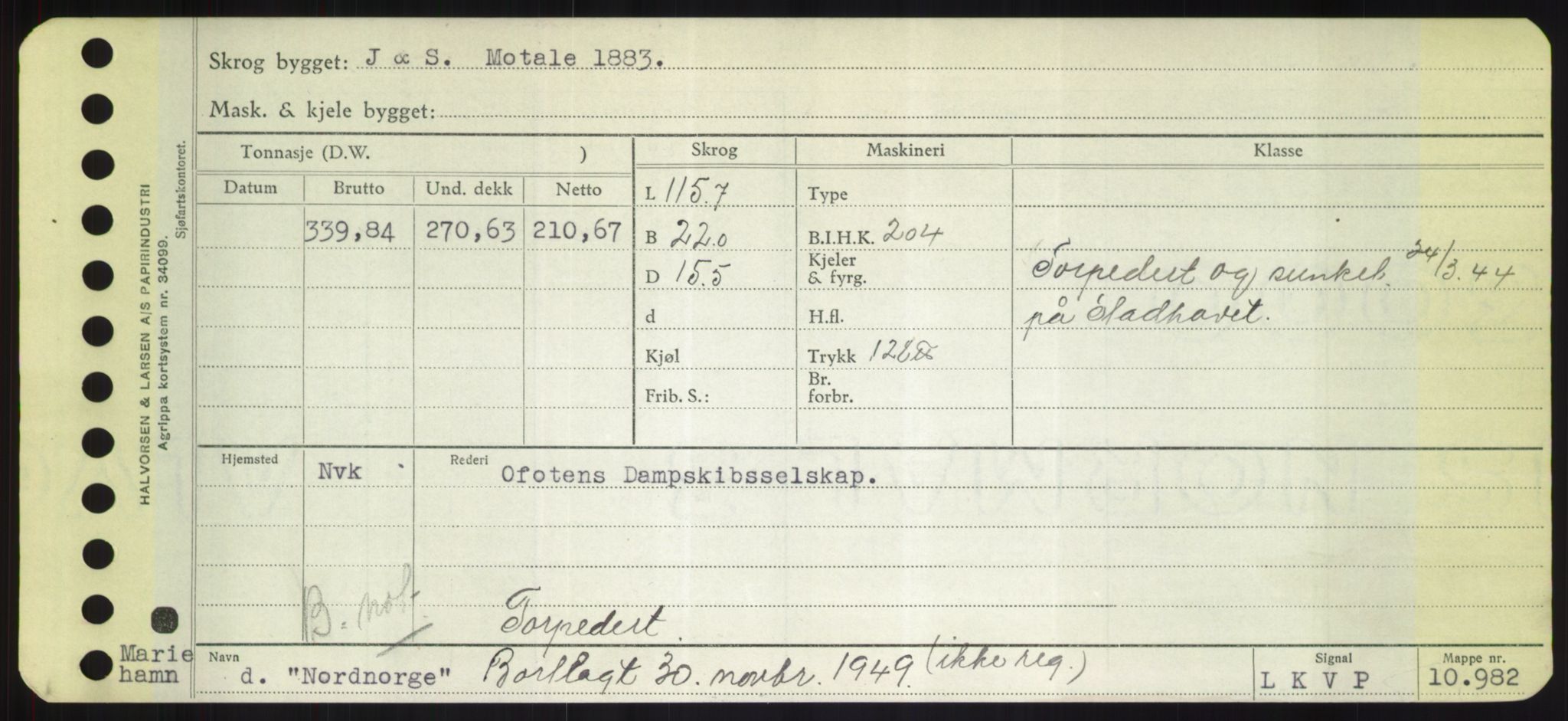 Sjøfartsdirektoratet med forløpere, Skipsmålingen, RA/S-1627/H/Hd/L0026: Fartøy, N-Norhol, p. 533