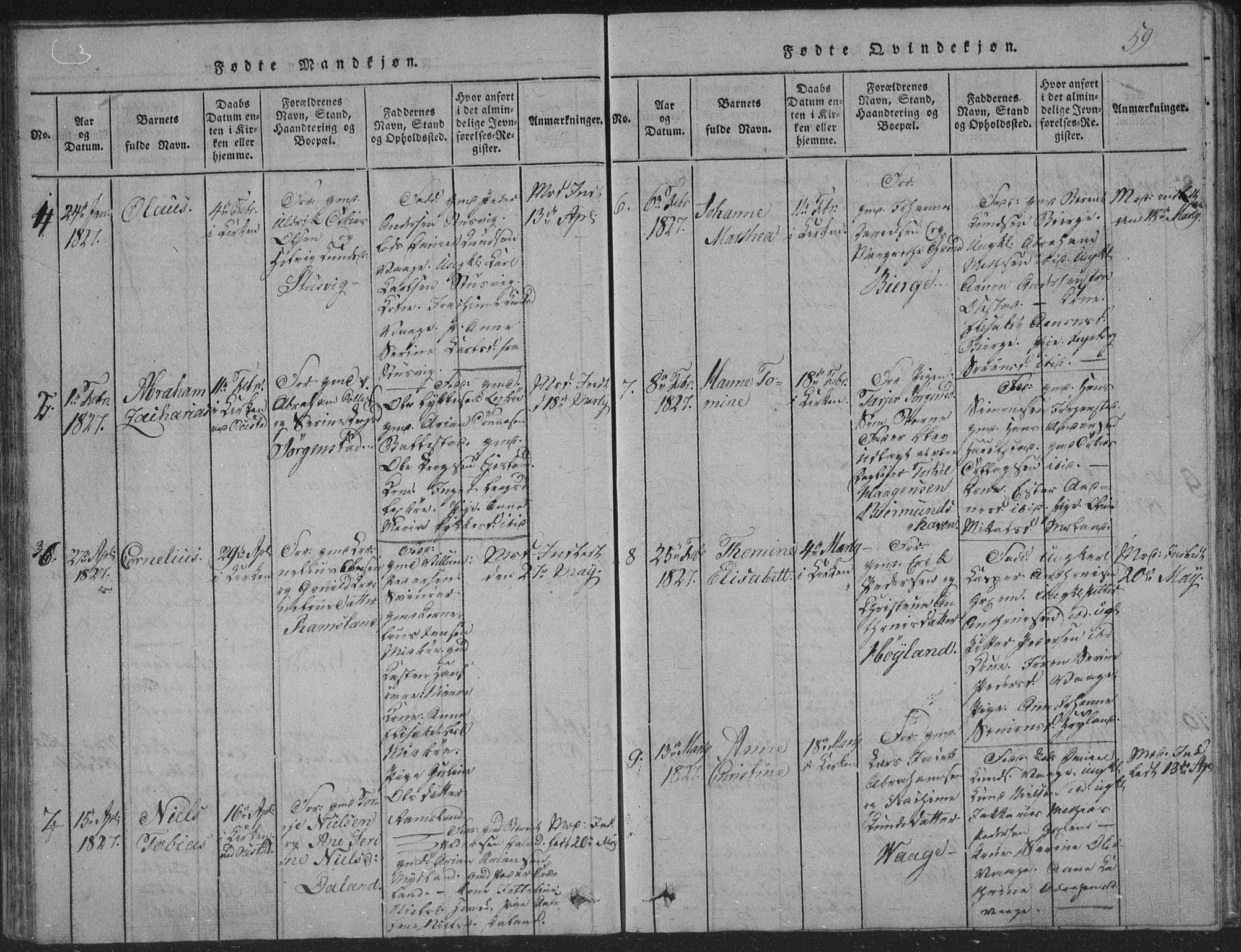 Sør-Audnedal sokneprestkontor, AV/SAK-1111-0039/F/Fb/Fba/L0001: Parish register (copy) no. B 1, 1815-1850, p. 59