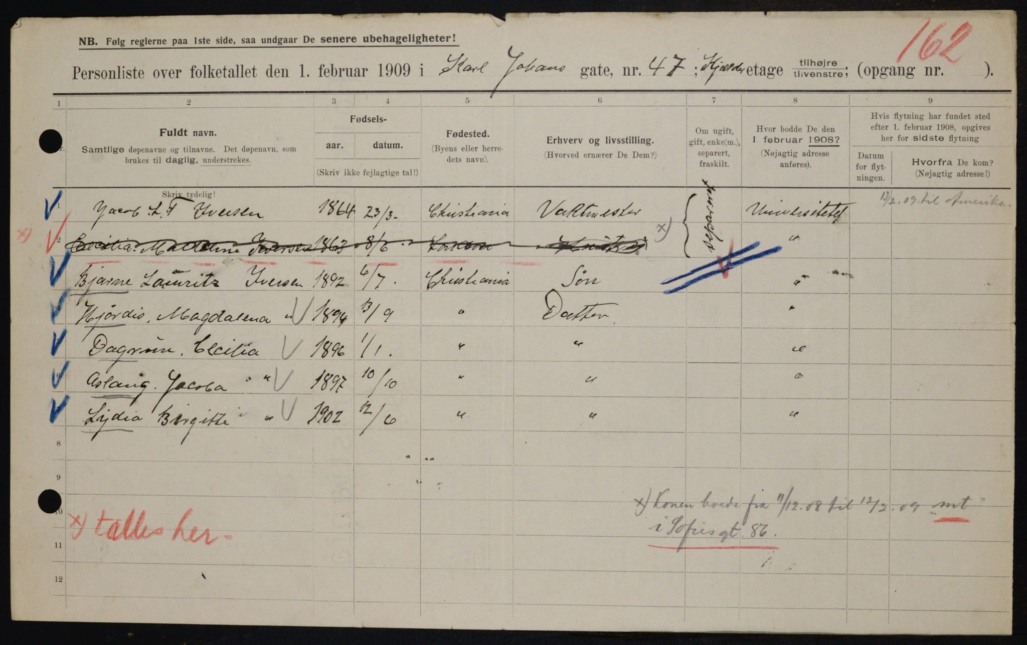 OBA, Municipal Census 1909 for Kristiania, 1909, p. 44633