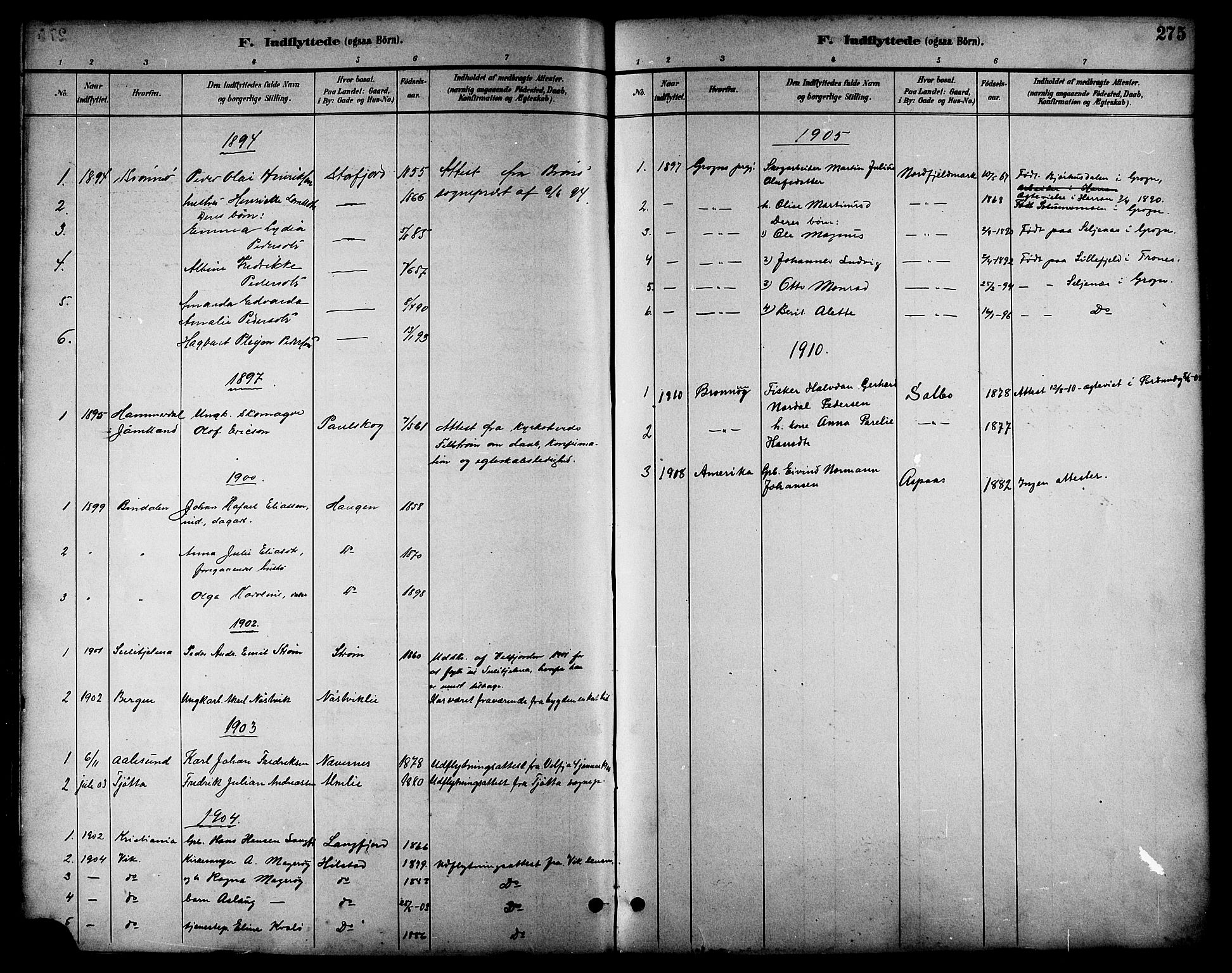 Ministerialprotokoller, klokkerbøker og fødselsregistre - Nordland, AV/SAT-A-1459/814/L0230: Parish register (copy) no. 814C03, 1884-1911, p. 275