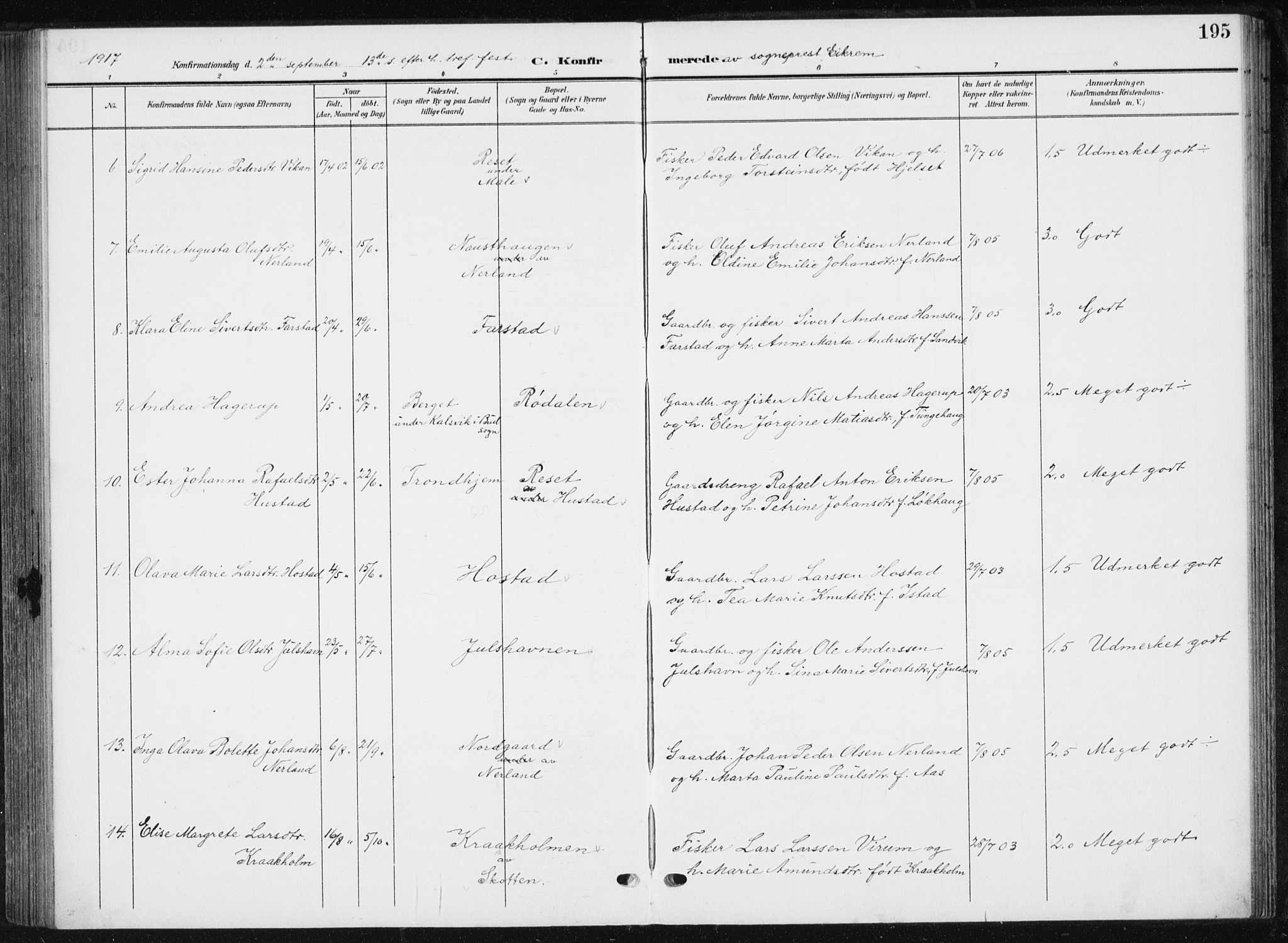 Ministerialprotokoller, klokkerbøker og fødselsregistre - Møre og Romsdal, AV/SAT-A-1454/567/L0784: Parish register (copy) no. 567C04, 1903-1938, p. 195