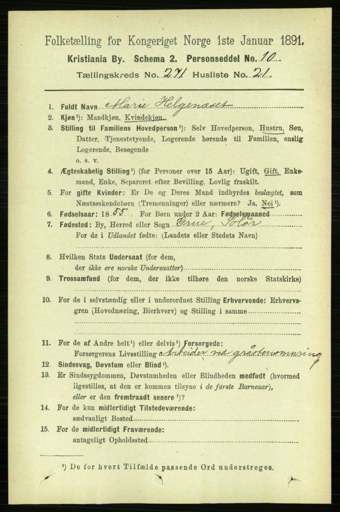 RA, 1891 census for 0301 Kristiania, 1891, p. 164990