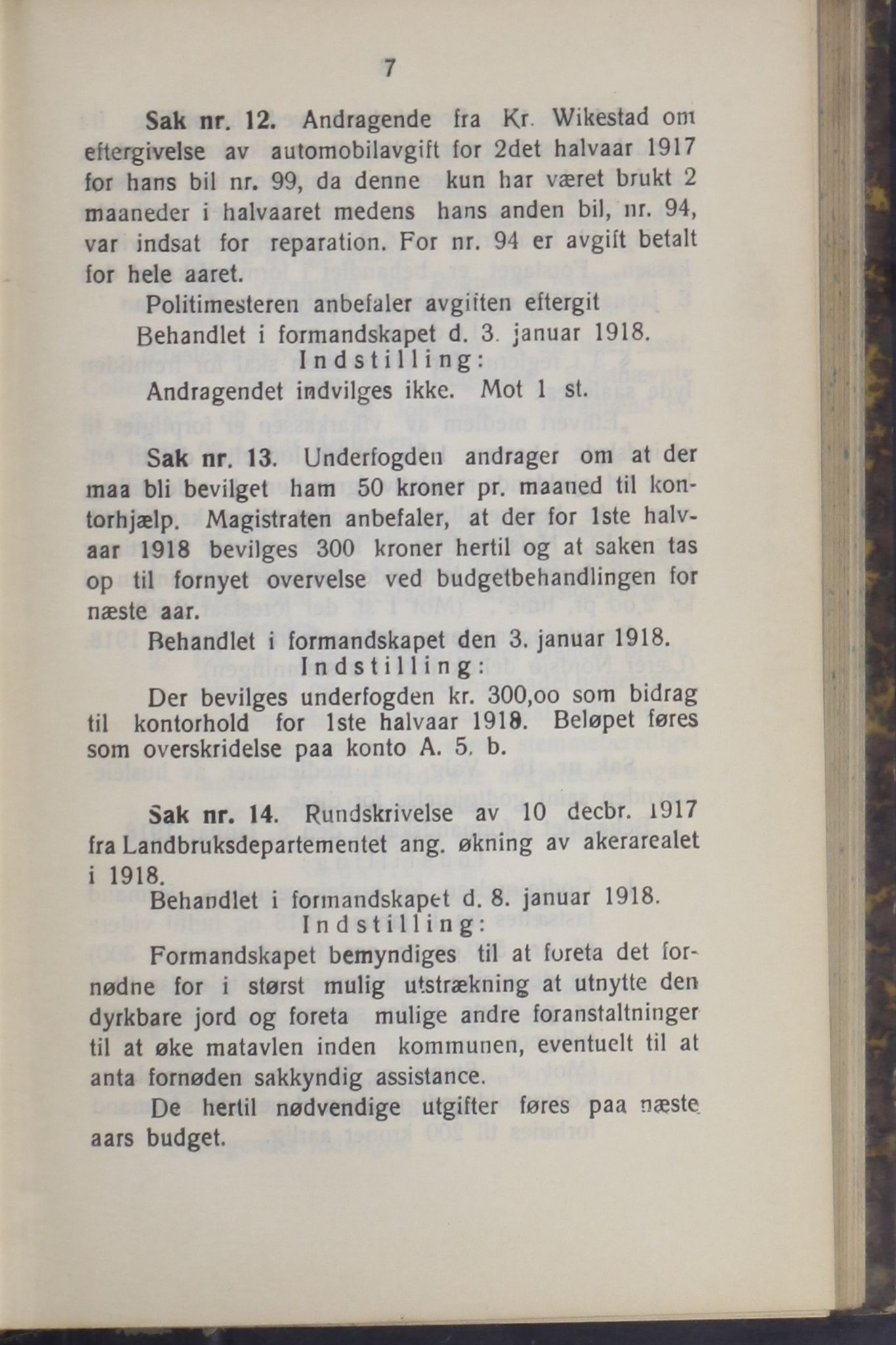 Narvik kommune. Formannskap , AIN/K-18050.150/A/Ab/L0008: Møtebok, 1918