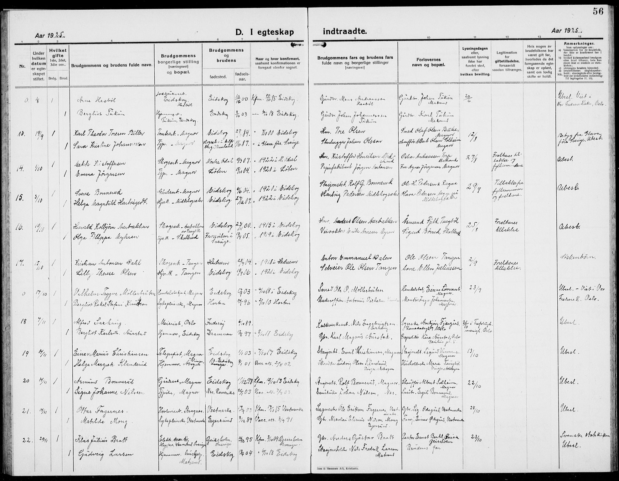 Eidskog prestekontor, AV/SAH-PREST-026/H/Ha/Hab/L0007: Parish register (copy) no. 7, 1925-1938, p. 56