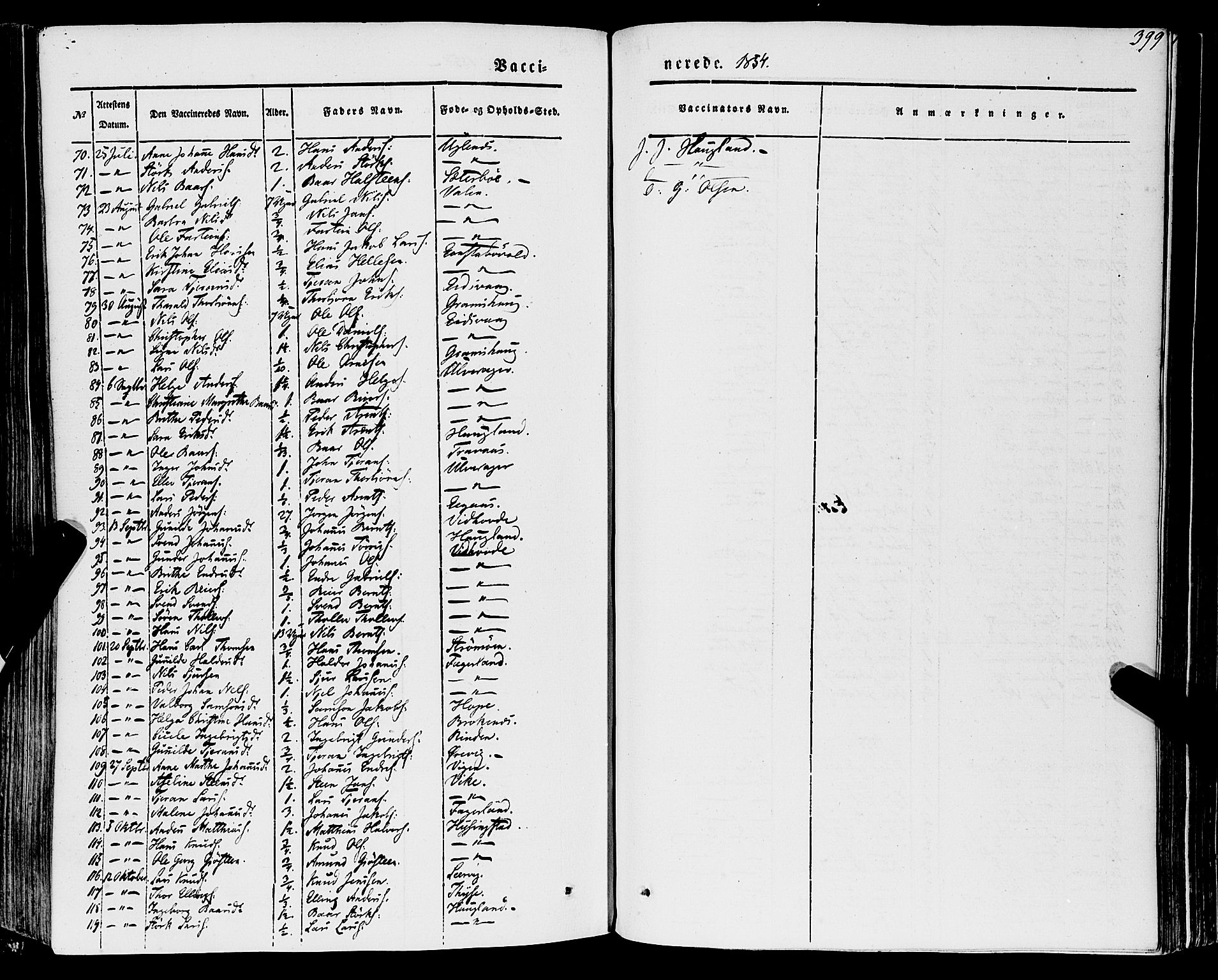 Stord sokneprestembete, SAB/A-78201/H/Haa: Parish register (official) no. A 7, 1841-1861, p. 399