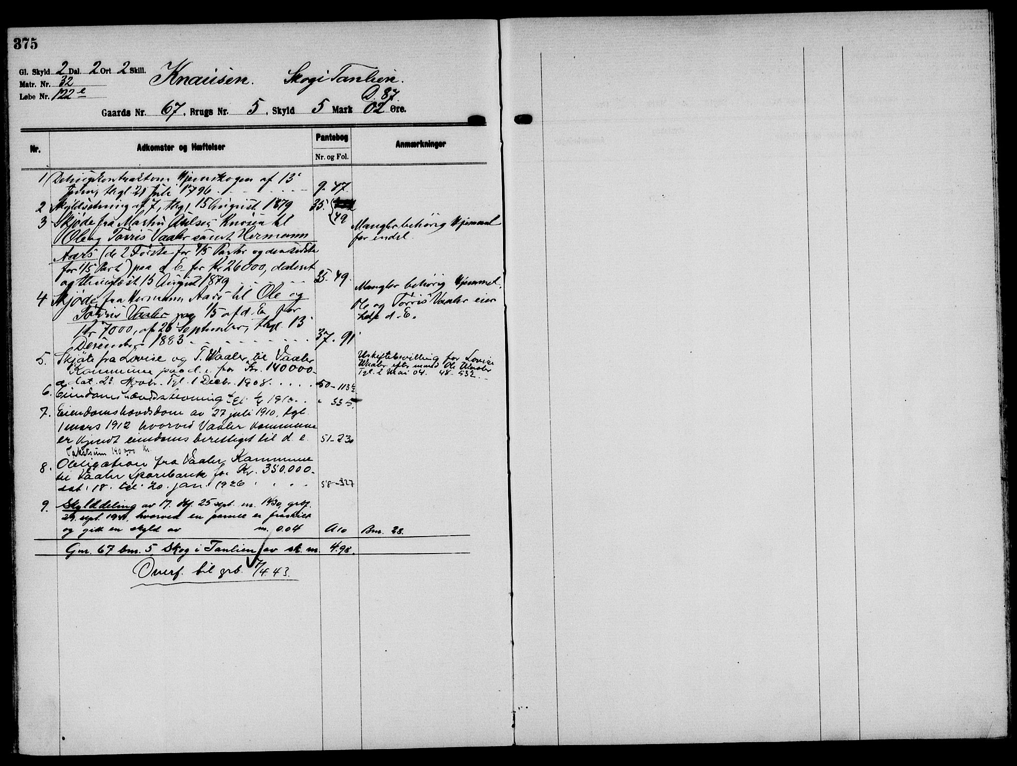 Solør tingrett, AV/SAH-TING-008/H/Ha/Hak/L0005: Mortgage register no. V, 1900-1935, p. 375