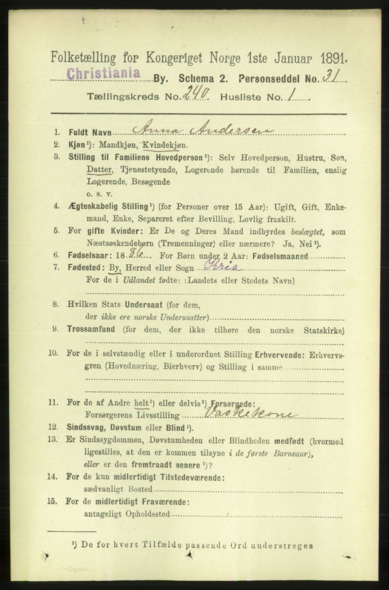 RA, 1891 census for 0301 Kristiania, 1891, p. 145908