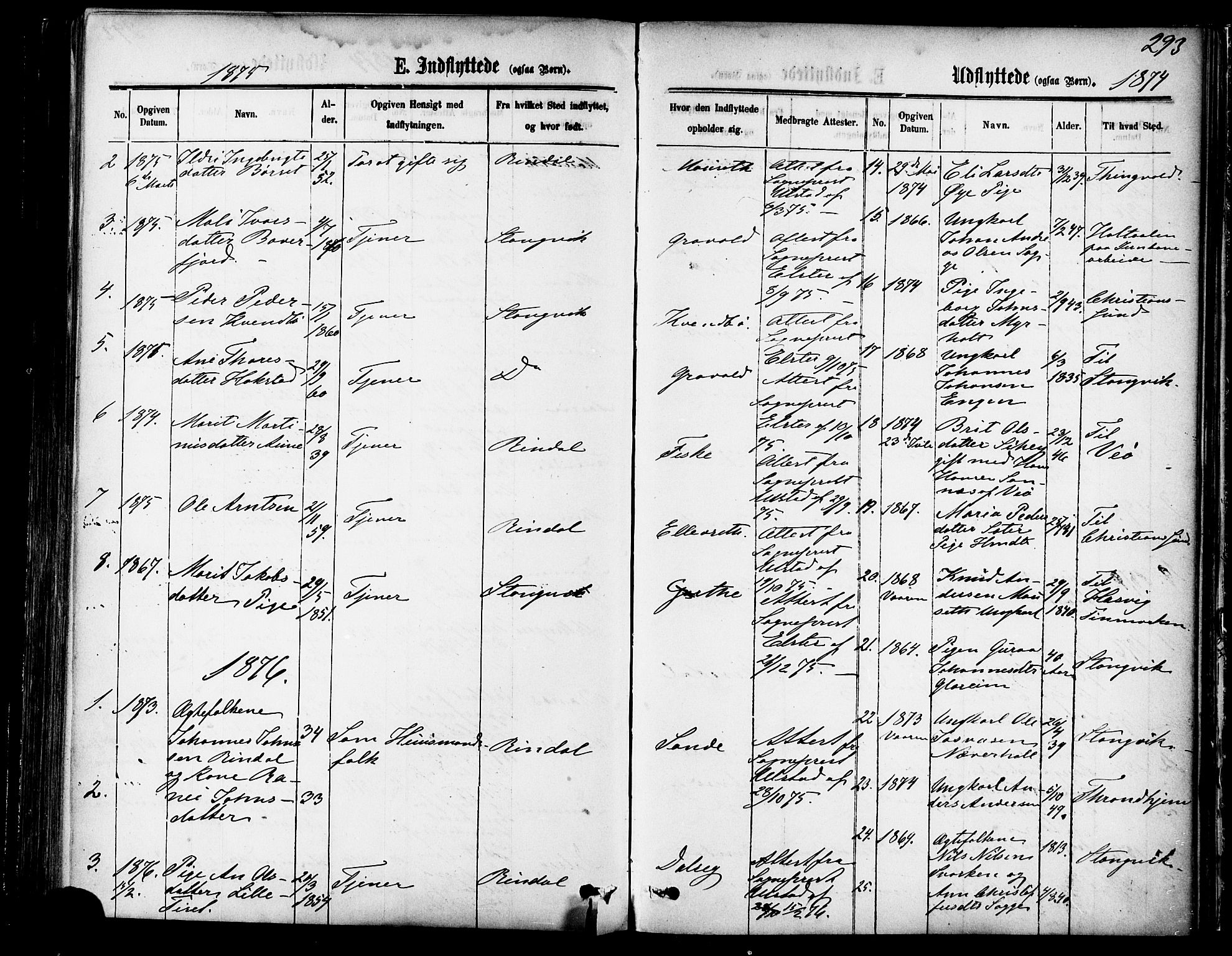 Ministerialprotokoller, klokkerbøker og fødselsregistre - Møre og Romsdal, AV/SAT-A-1454/595/L1046: Parish register (official) no. 595A08, 1874-1884, p. 293