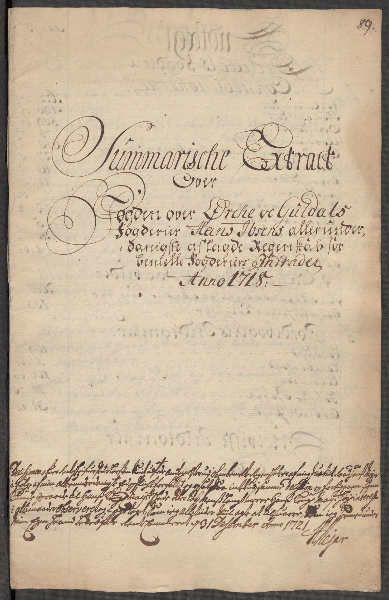 Rentekammeret inntil 1814, Reviderte regnskaper, Fogderegnskap, AV/RA-EA-4092/R60/L3972: Fogderegnskap Orkdal og Gauldal, 1718, p. 612