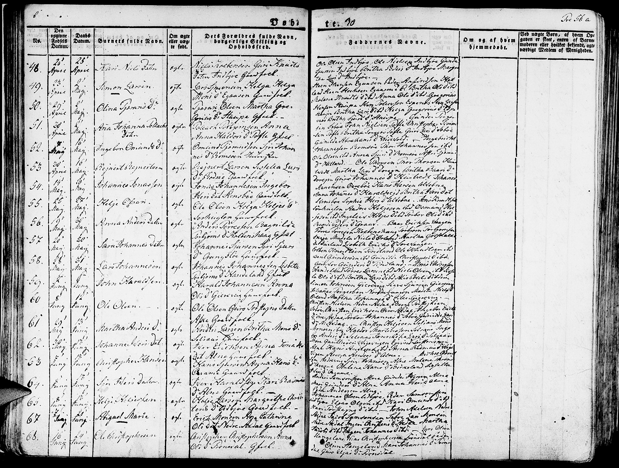 Fjelberg sokneprestembete, AV/SAB-A-75201/H/Haa: Parish register (official) no. A 5, 1822-1834, p. 56