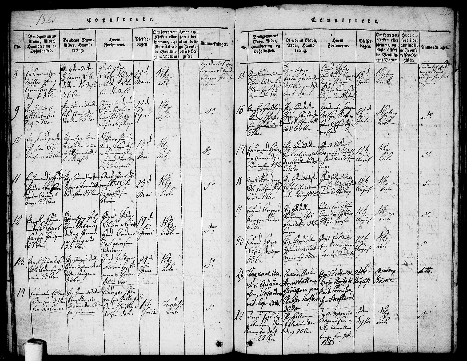 Skjeberg prestekontor Kirkebøker, AV/SAO-A-10923/F/Fa/L0004: Parish register (official) no. I 4, 1815-1830, p. 212