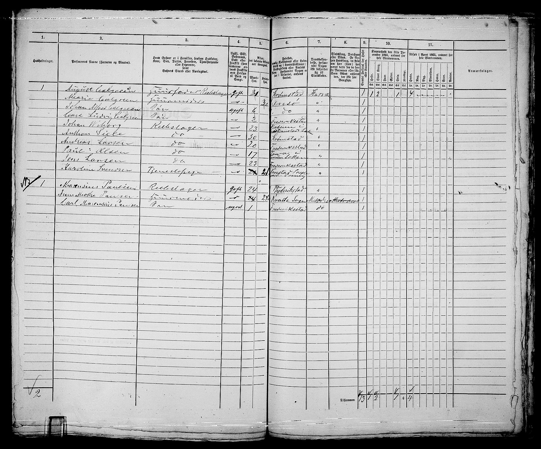 RA, 1865 census for Fredrikstad/Fredrikstad, 1865, p. 745