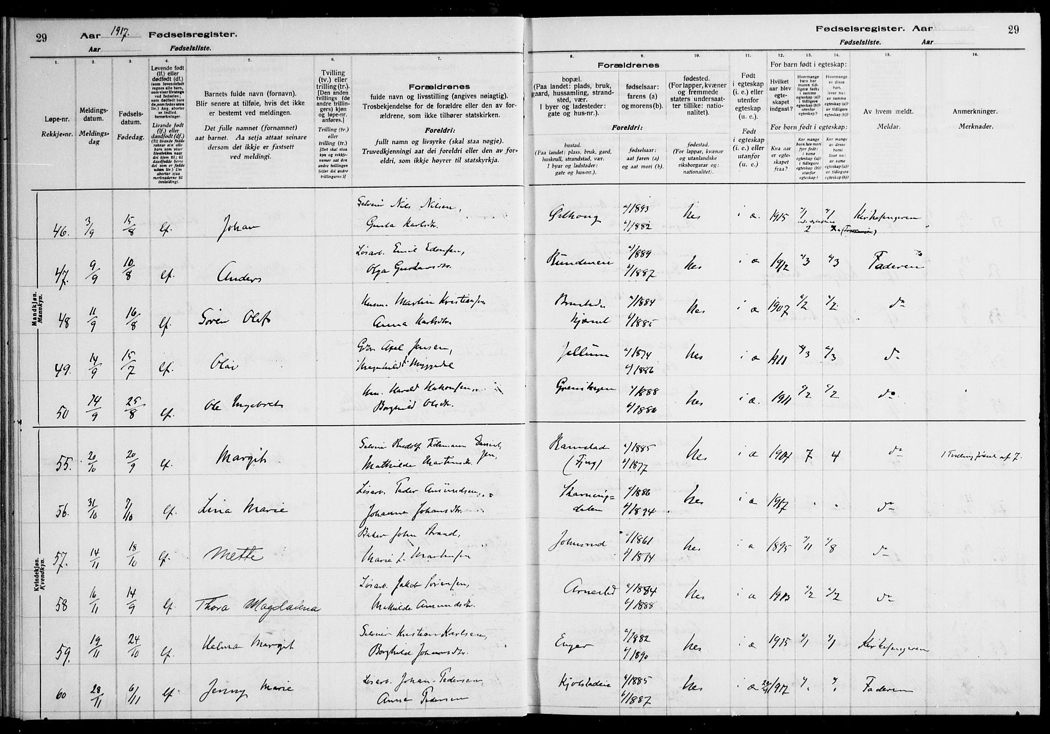 Nes prestekontor Kirkebøker, AV/SAO-A-10410/J/Ja/L0001: Birth register no. 1, 1916-1926, p. 29