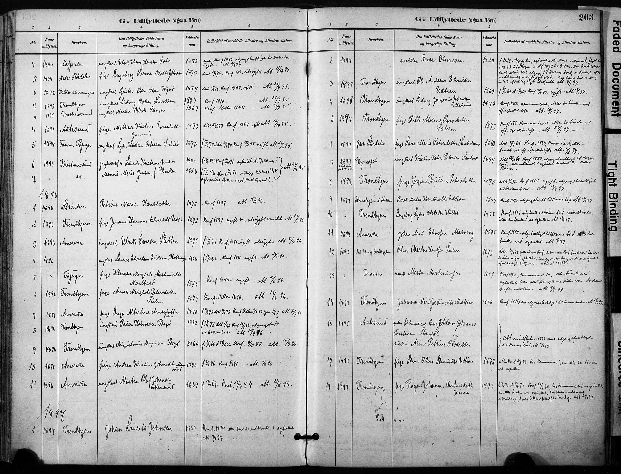 Ministerialprotokoller, klokkerbøker og fødselsregistre - Sør-Trøndelag, SAT/A-1456/640/L0579: Parish register (official) no. 640A04, 1889-1902, p. 263