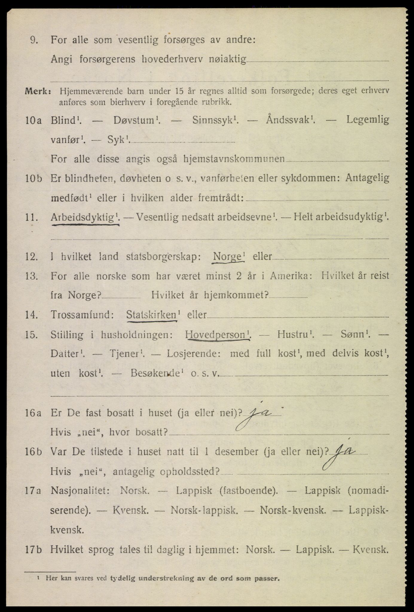 SAT, 1920 census for Evenes, 1920, p. 12489