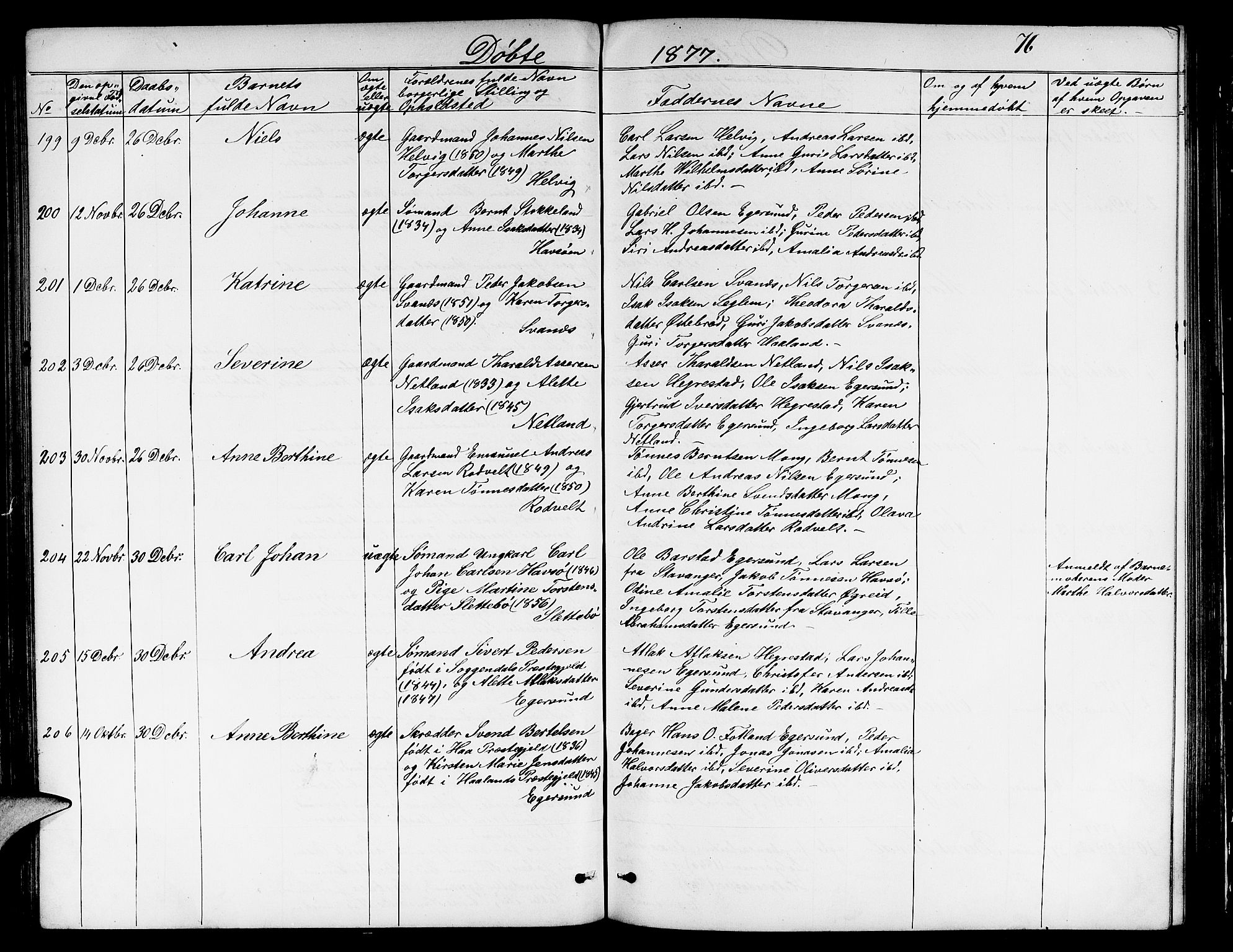 Eigersund sokneprestkontor, AV/SAST-A-101807/S09/L0005: Parish register (copy) no. B 5, 1872-1881, p. 76