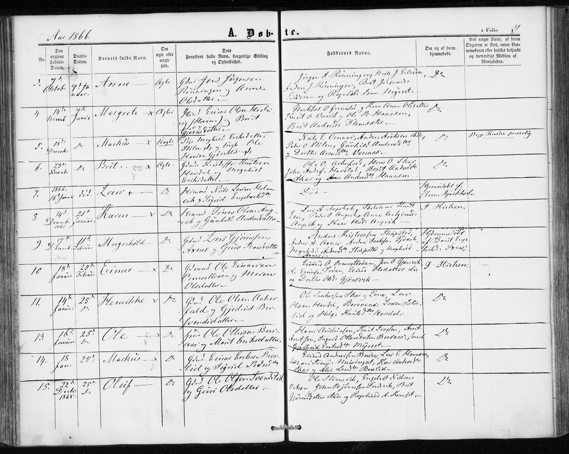 Ministerialprotokoller, klokkerbøker og fødselsregistre - Møre og Romsdal, AV/SAT-A-1454/586/L0985: Parish register (official) no. 586A11, 1857-1866, p. 81