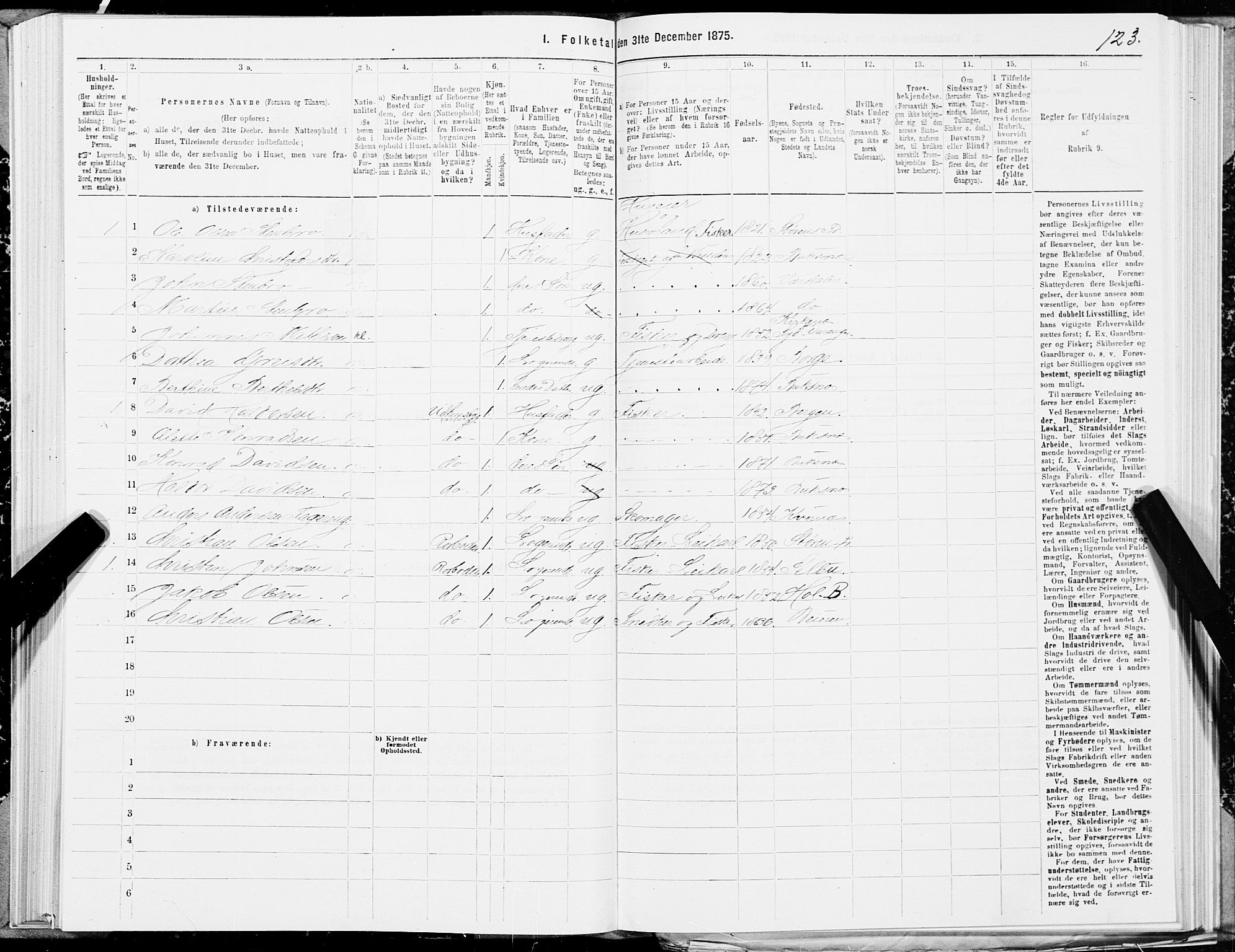 SAT, 1875 census for 1860P Buksnes, 1875, p. 1123