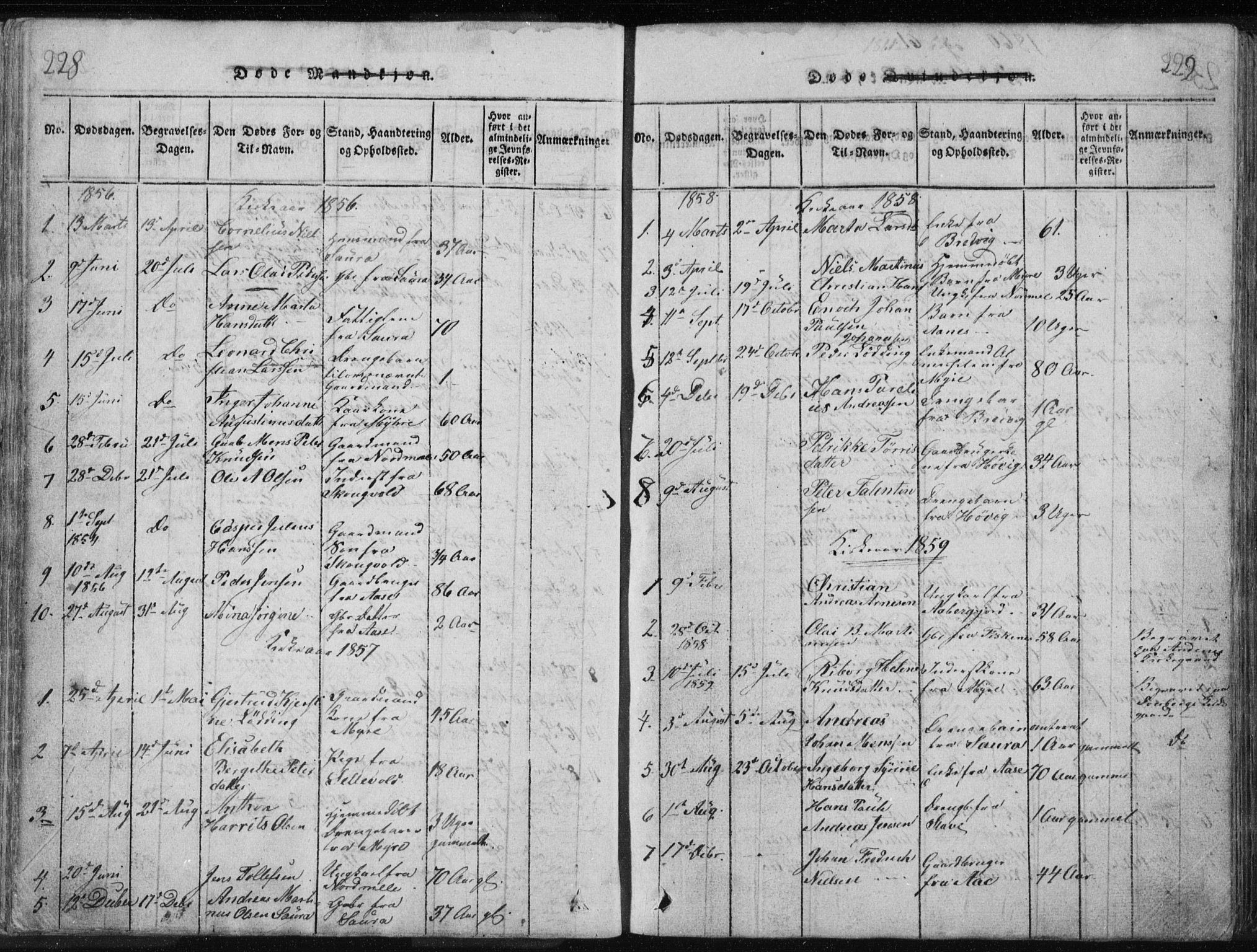 Ministerialprotokoller, klokkerbøker og fødselsregistre - Nordland, AV/SAT-A-1459/897/L1411: Parish register (copy) no. 897C01, 1820-1866, p. 228-229