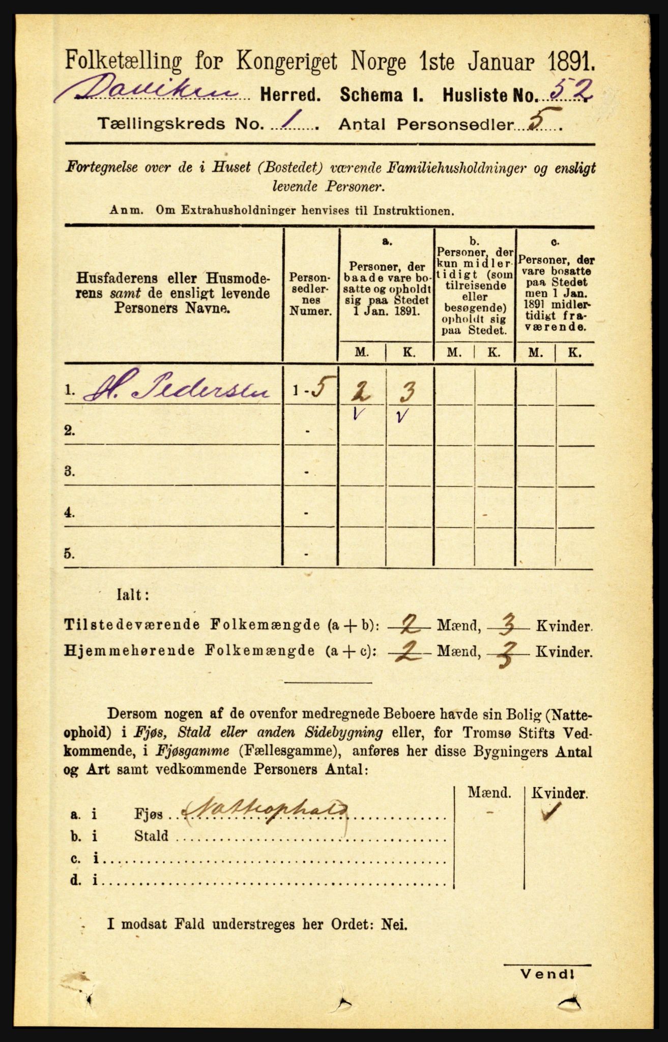 RA, 1891 census for 1442 Davik, 1891, p. 77