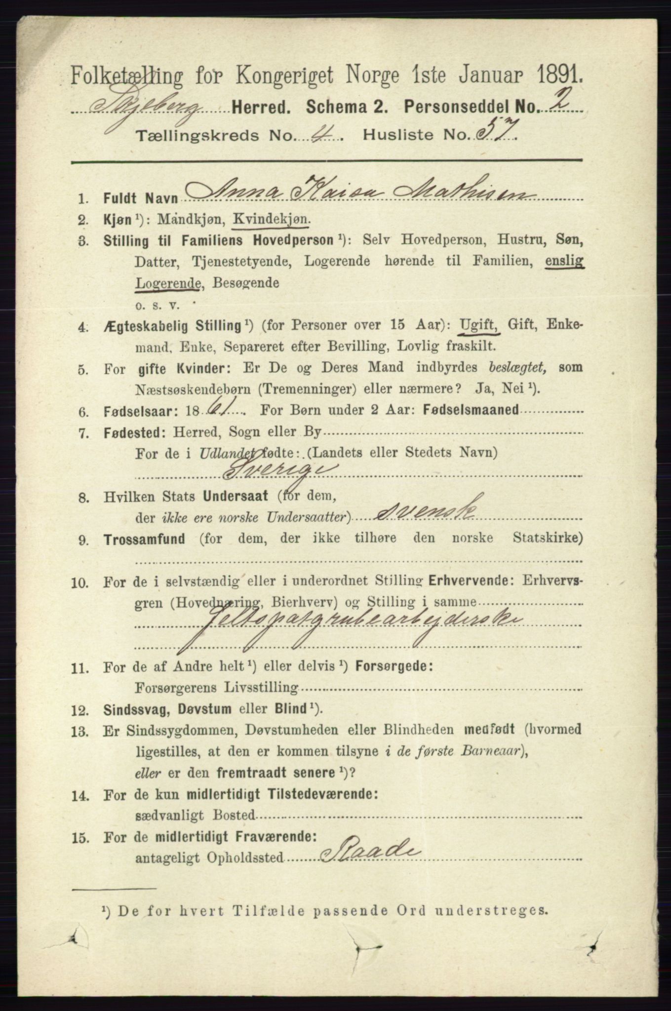 RA, 1891 census for 0115 Skjeberg, 1891, p. 2191