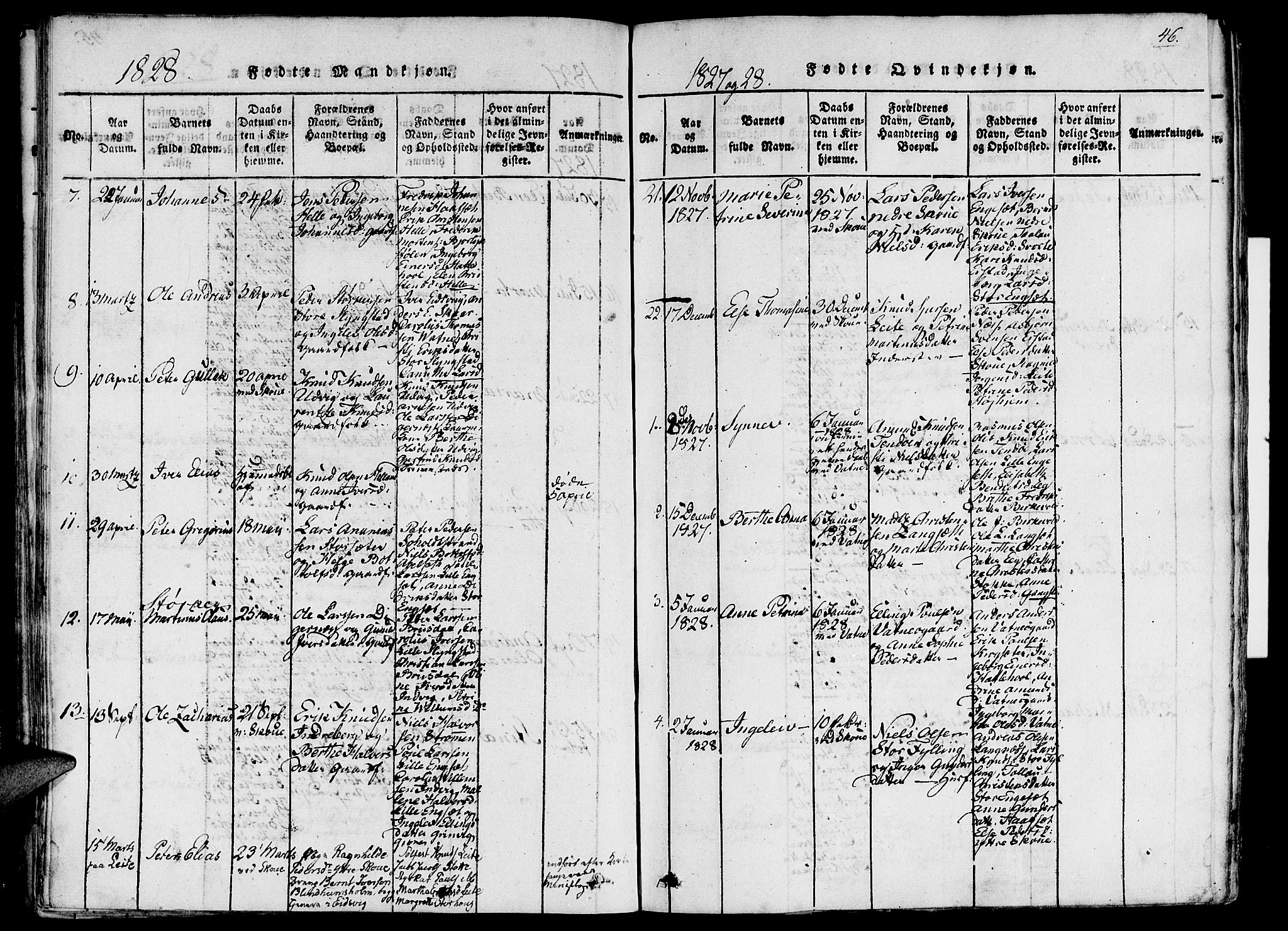 Ministerialprotokoller, klokkerbøker og fødselsregistre - Møre og Romsdal, SAT/A-1454/524/L0351: Parish register (official) no. 524A03, 1816-1838, p. 46
