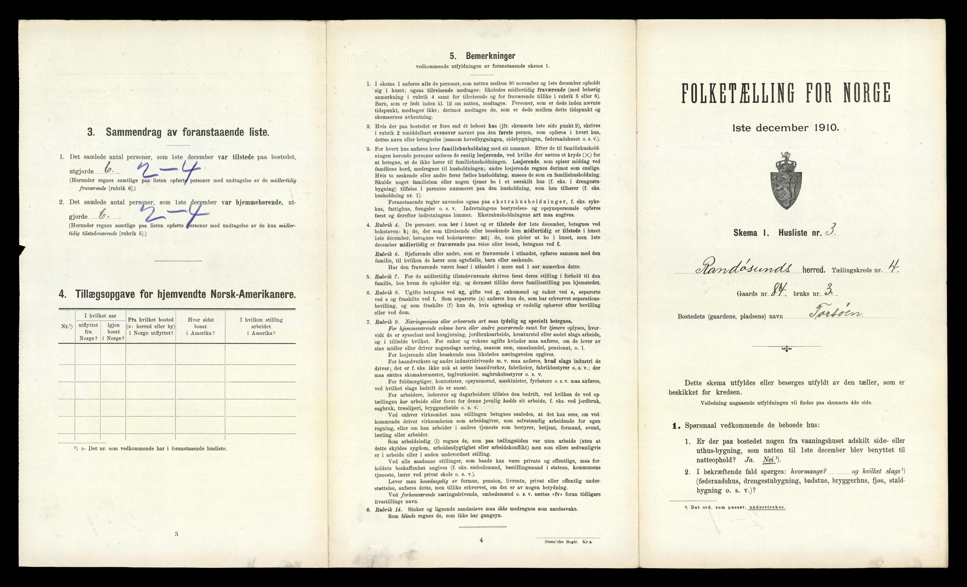 RA, 1910 census for Randesund, 1910, p. 282