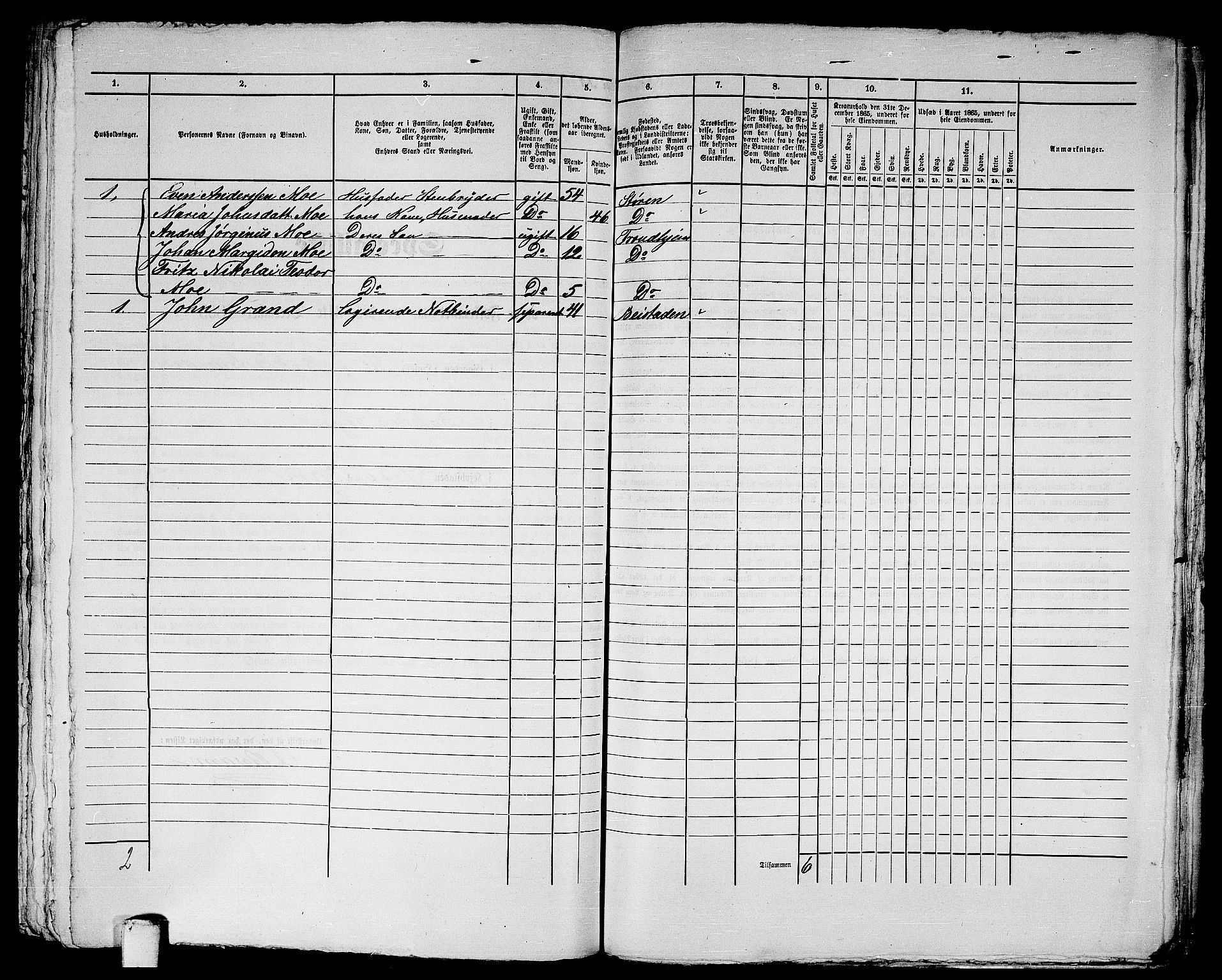 RA, 1865 census for Trondheim, 1865, p. 3033