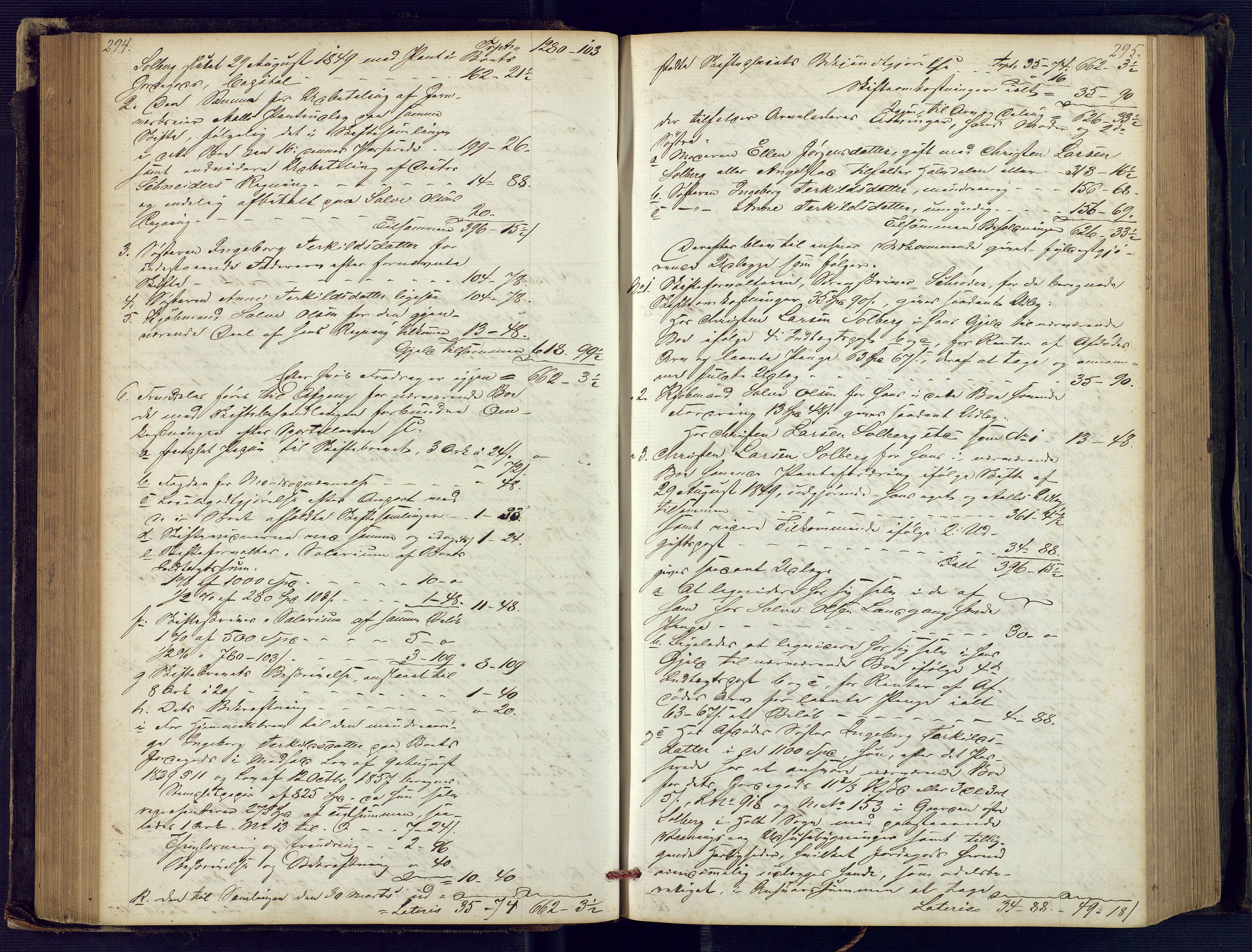 Holt sorenskriveri, SAK/1221-0002/H/Hc/L0029: Skifteutlodningsprotokoll nr. 4 med løst register, 1857-1862, p. 294-295