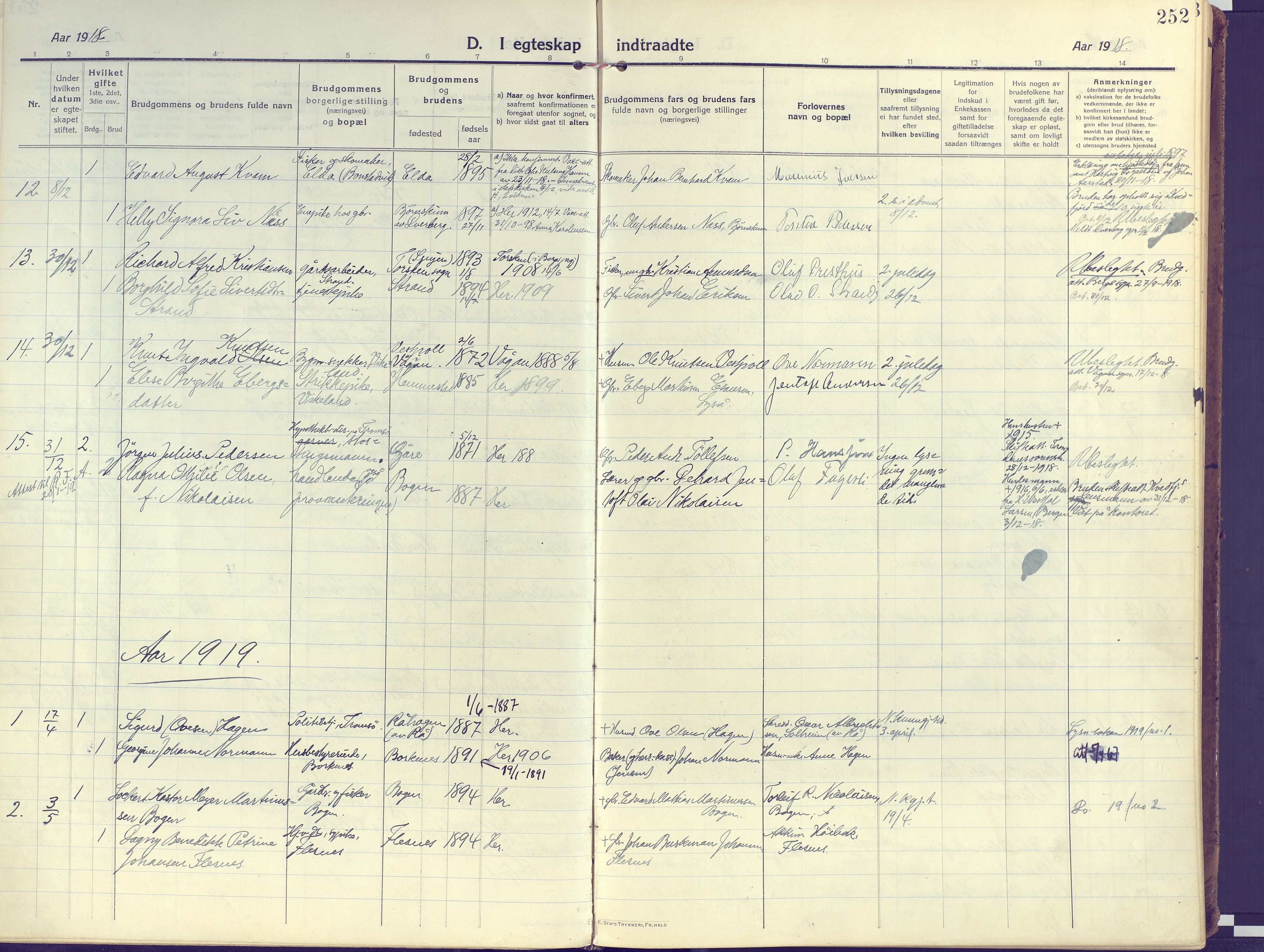 Kvæfjord sokneprestkontor, SATØ/S-1323/G/Ga/Gaa/L0007kirke: Parish register (official) no. 7, 1915-1931, p. 252