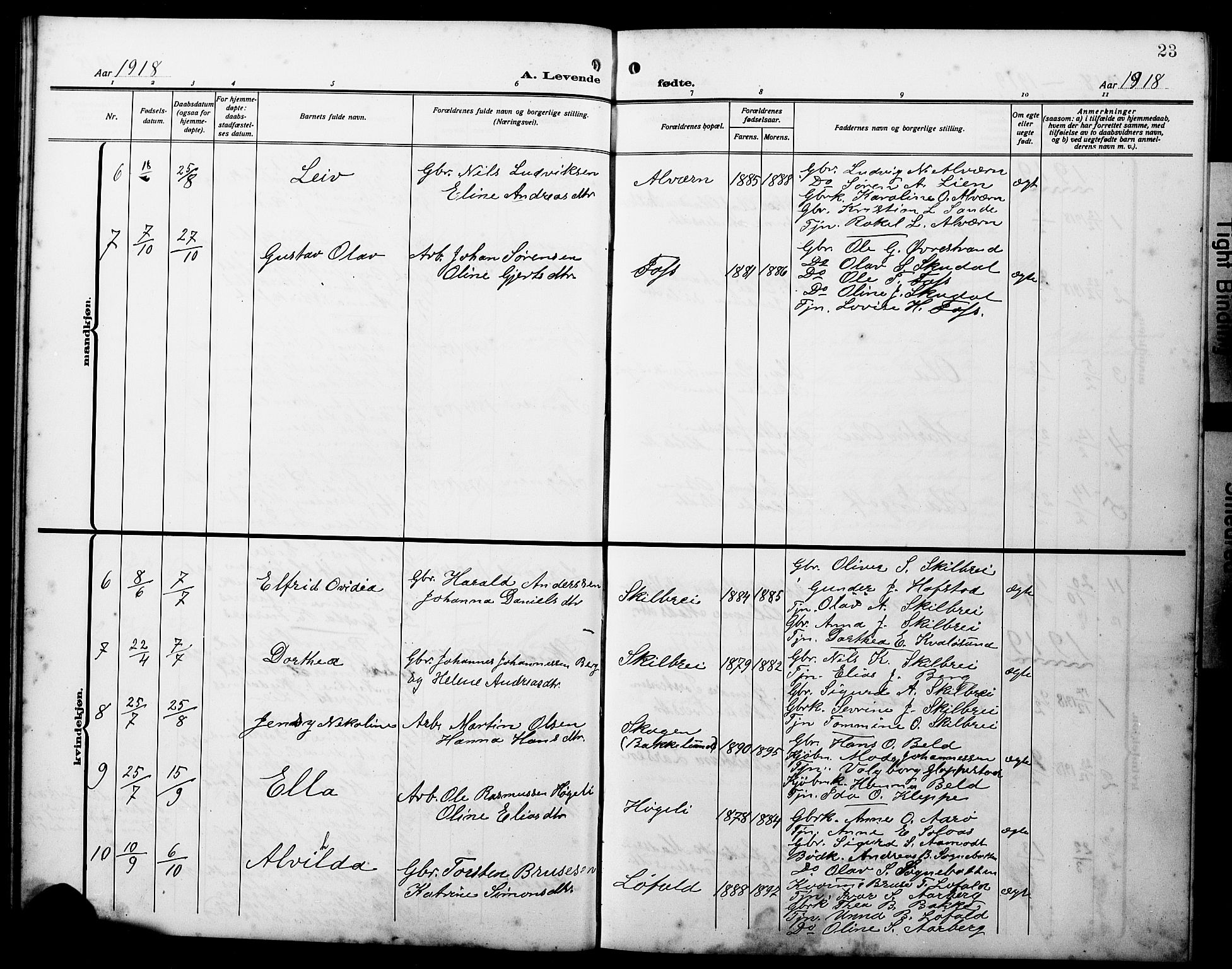 Gaular sokneprestembete, AV/SAB-A-80001/H/Hab: Parish register (copy) no. A 5, 1912-1930, p. 23