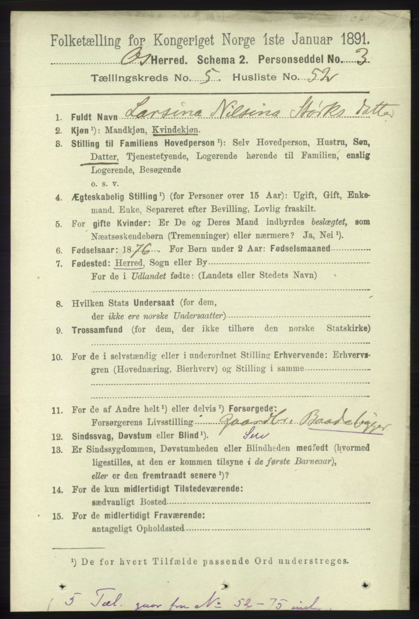 RA, 1891 census for 1243 Os, 1891, p. 1247