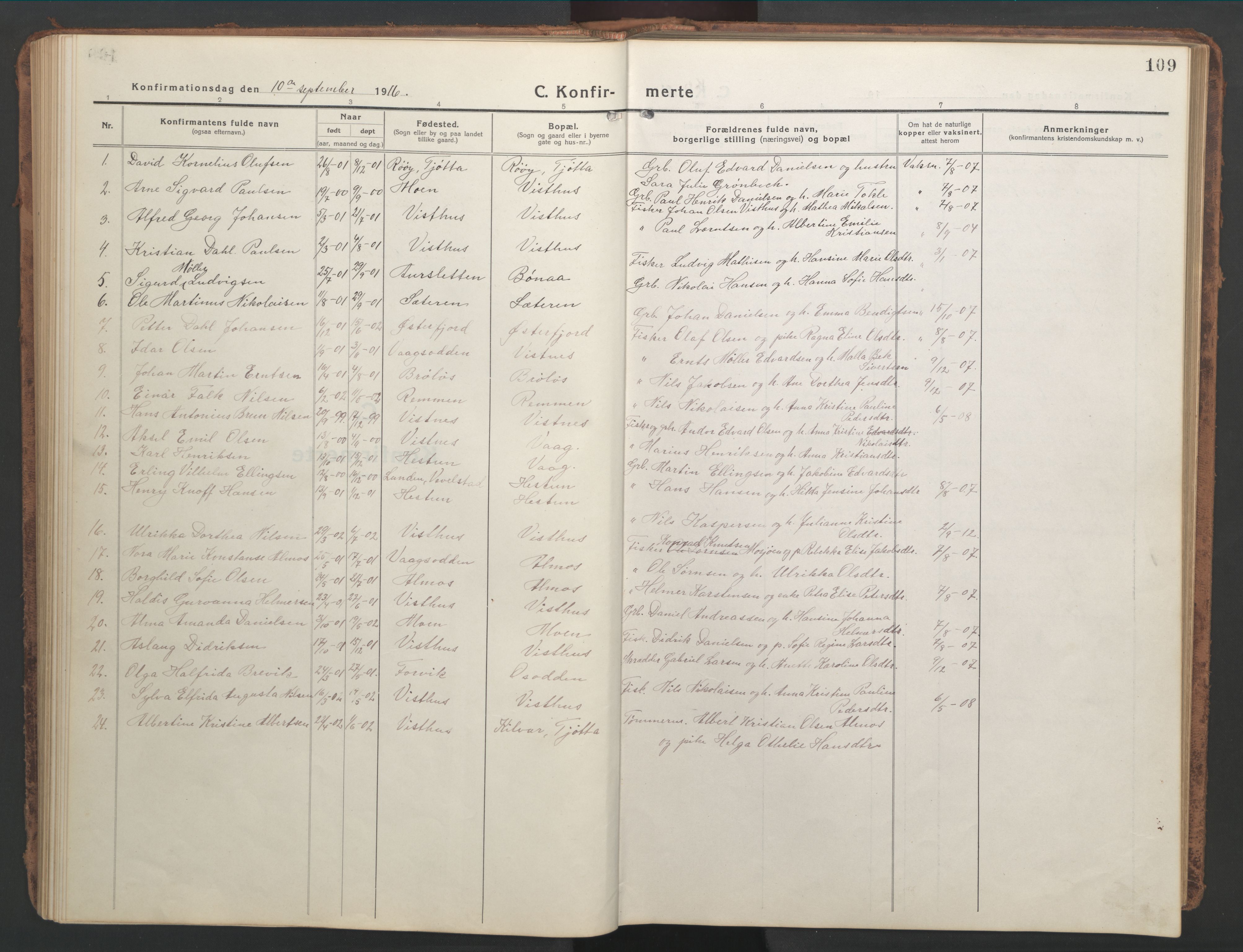 Ministerialprotokoller, klokkerbøker og fødselsregistre - Nordland, AV/SAT-A-1459/819/L0278: Parish register (copy) no. 819C04, 1917-1967, p. 109