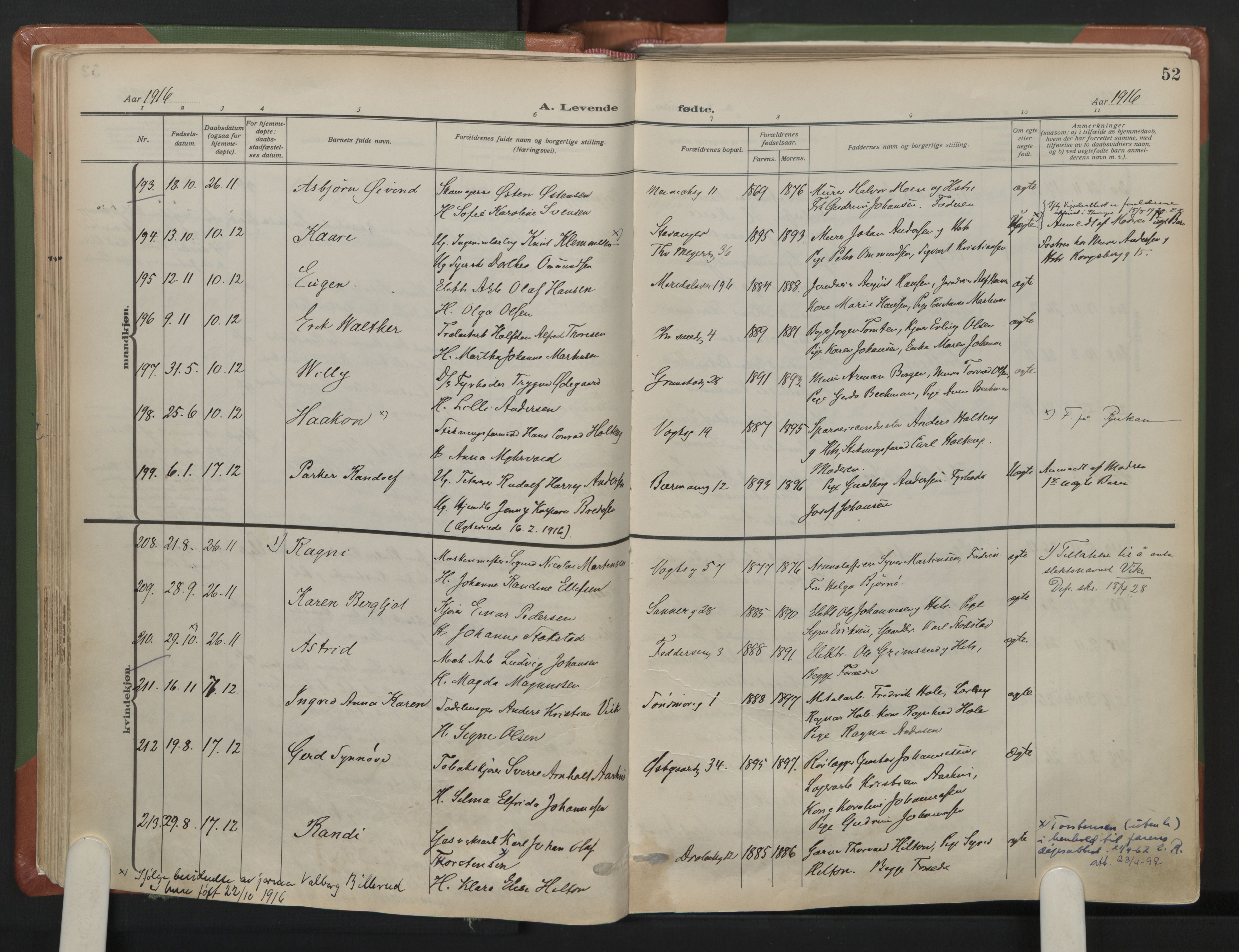 Sagene prestekontor Kirkebøker, AV/SAO-A-10796/F/L0010: Parish register (official) no. 10, 1915-1925, p. 52